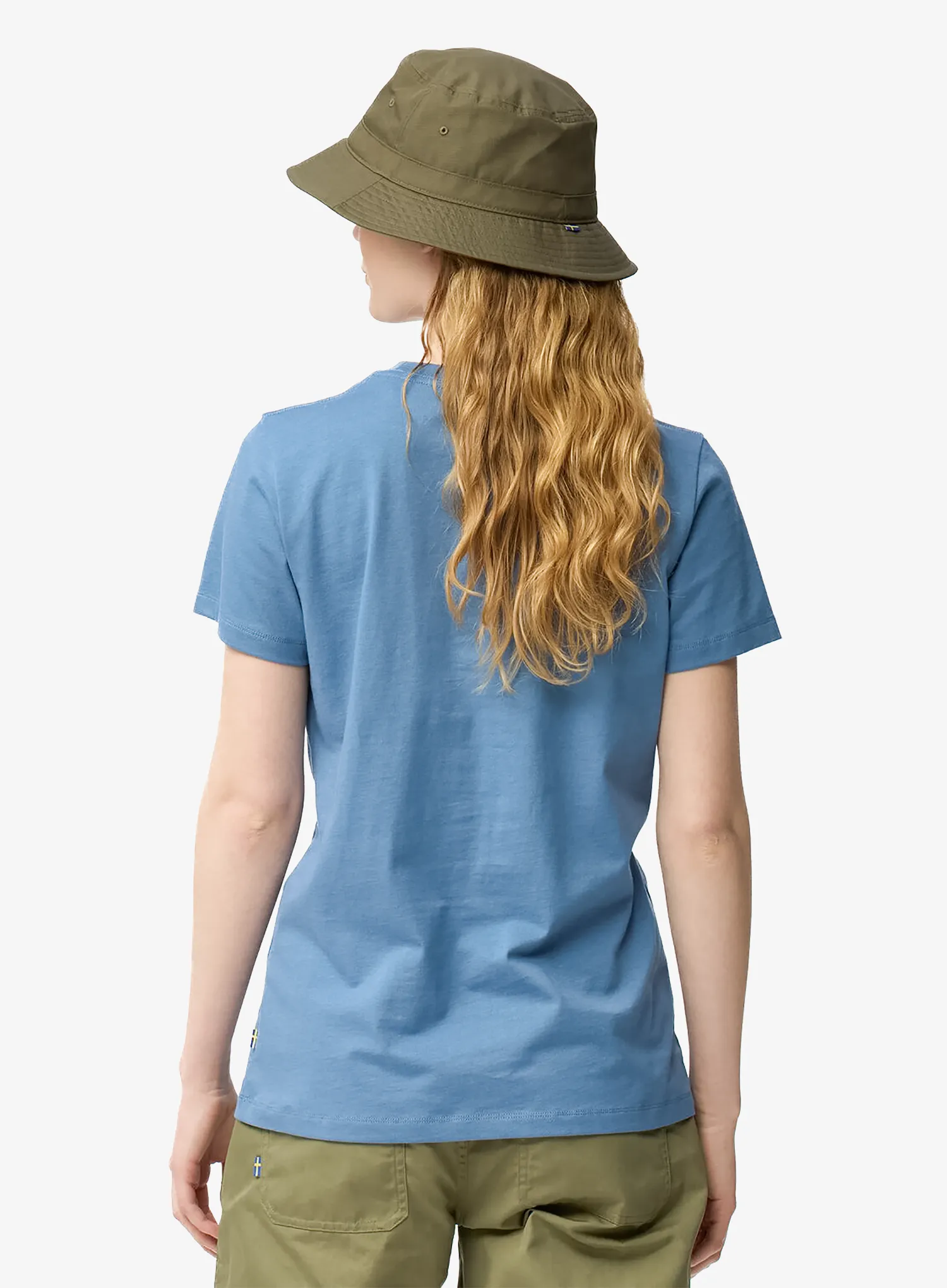 Medvilniniai marškinėliai moterims Fjallraven Fjallblomster Fox T-shirt - dawn blue