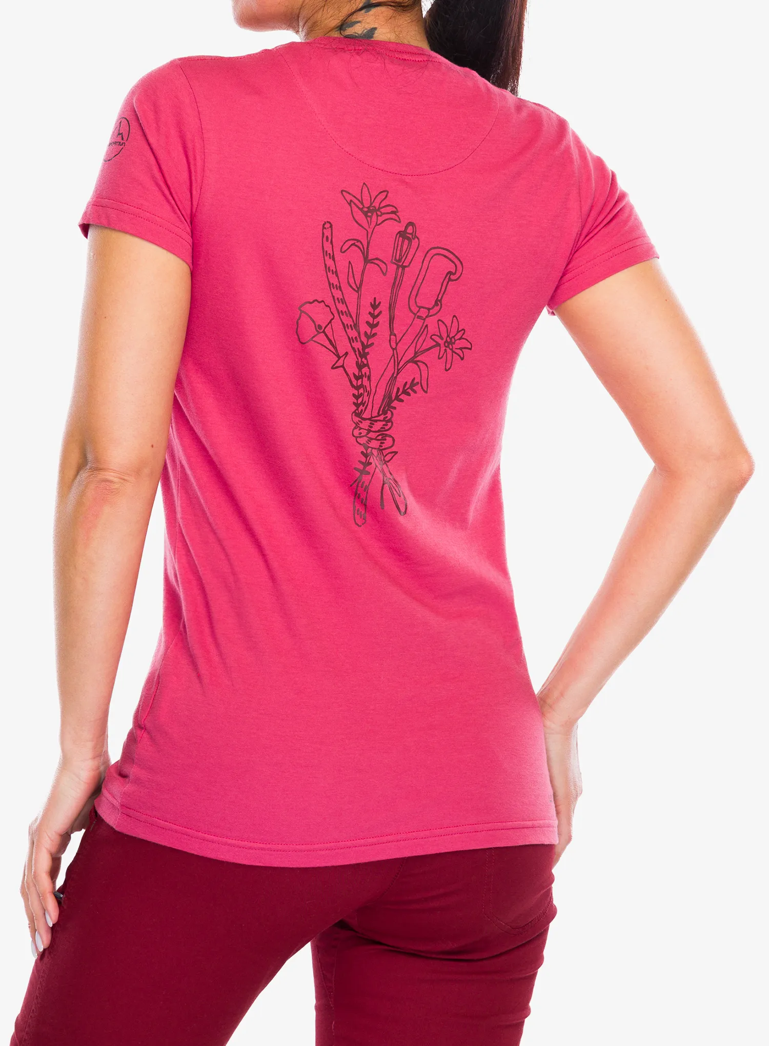 Medvilniniai marškinėliai moterims La Sportiva Climb Flower T-Shirt - rosebay