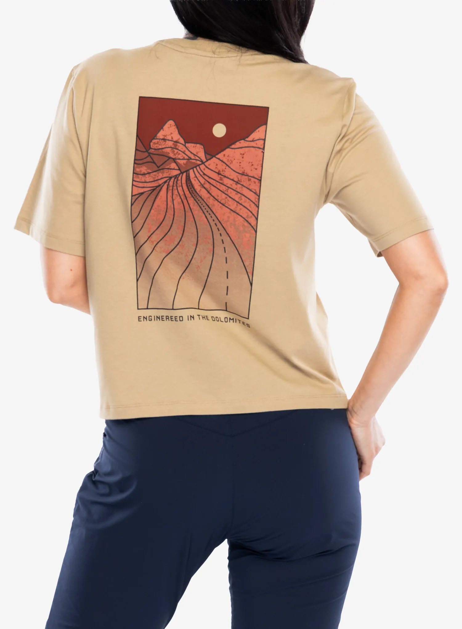 Medvilniniai marškinėliai moterims Salewa Eagle Sunset Loose T-Shirt - quicksand