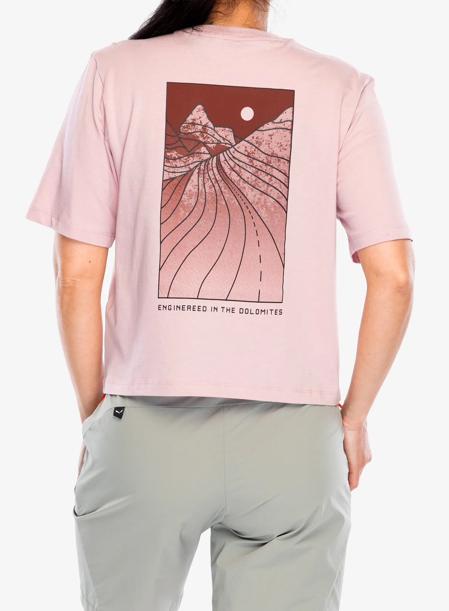 Medvilniniai marškinėliai moterims Salewa Eagle Sunset Loose T-Shirt - zephyr