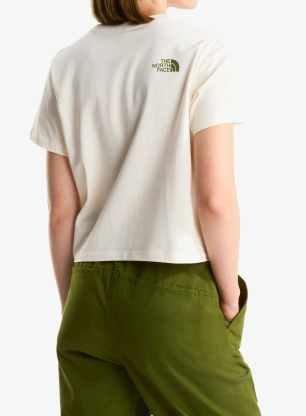Medvilniniai marškinėliai moterims The North Face Flora Embro Regular Short Sleeve Tee - white dune