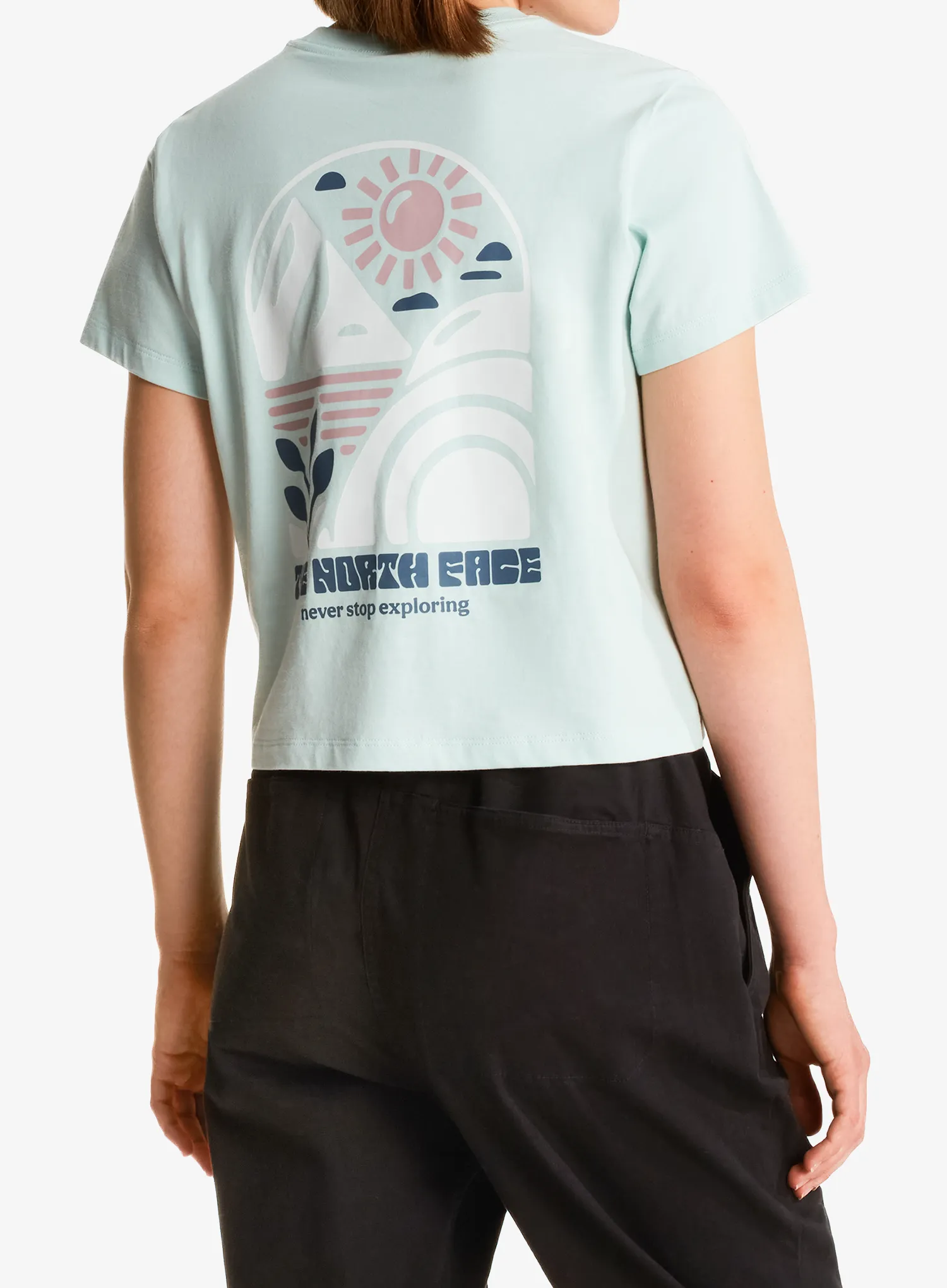 Medvilniniai marškinėliai moterims The North Face Sun Regular SS Cutie Tee - opal frost