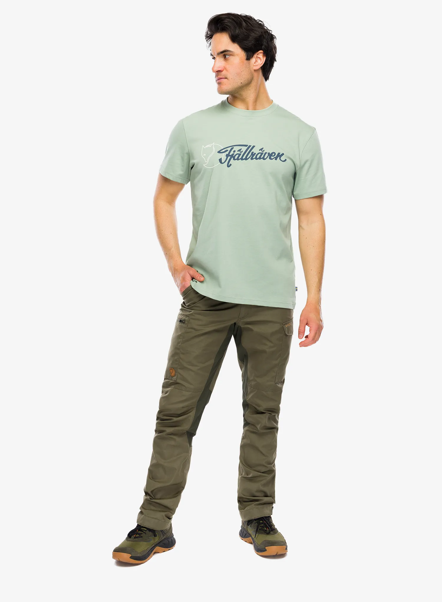 Medvilniniai marškinėliai Fjallraven Archive Logo T-Shirt - misty green