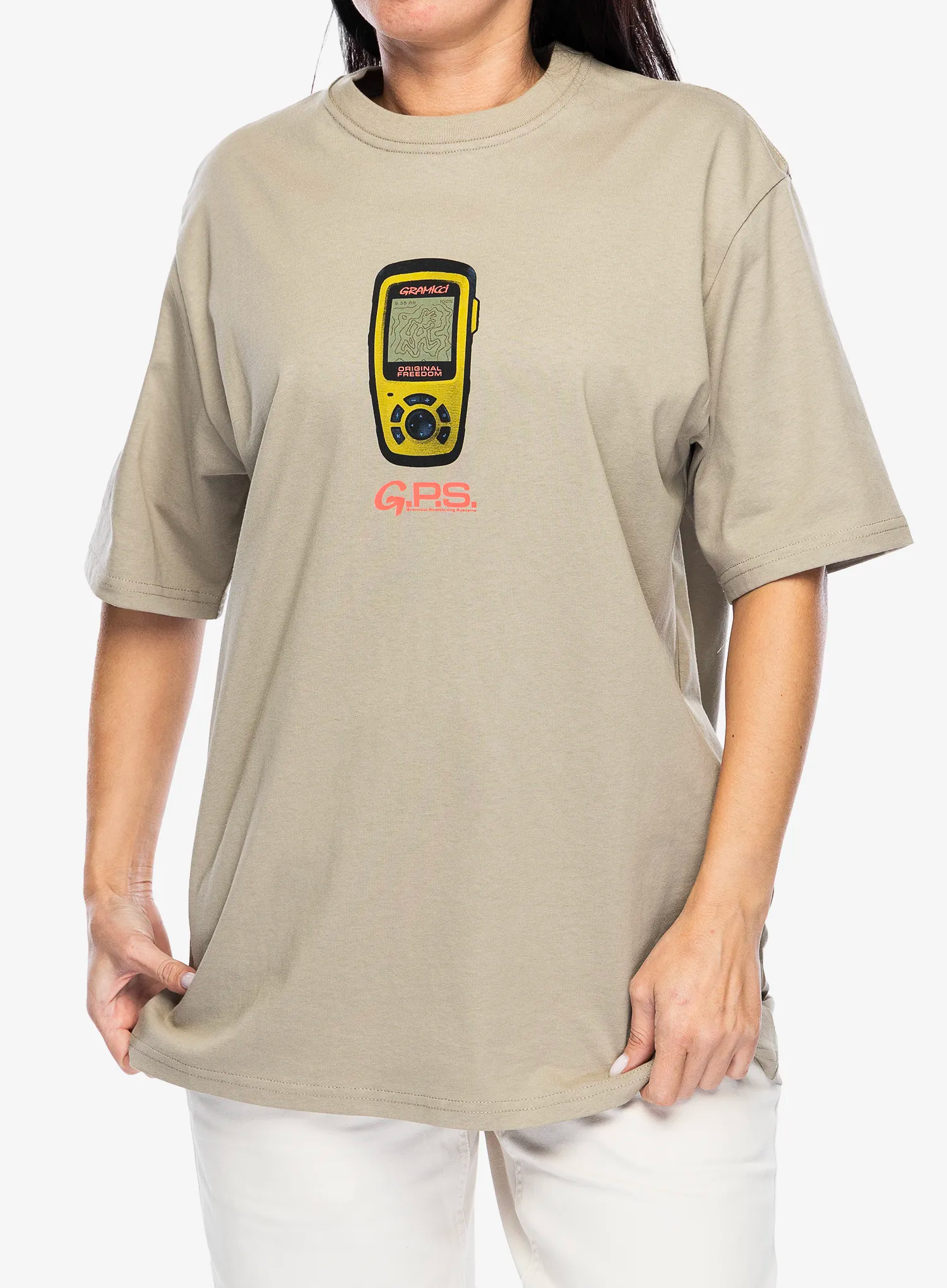 Medvilniniai marškinėliai Gramicci Gps Tee - smoky sand