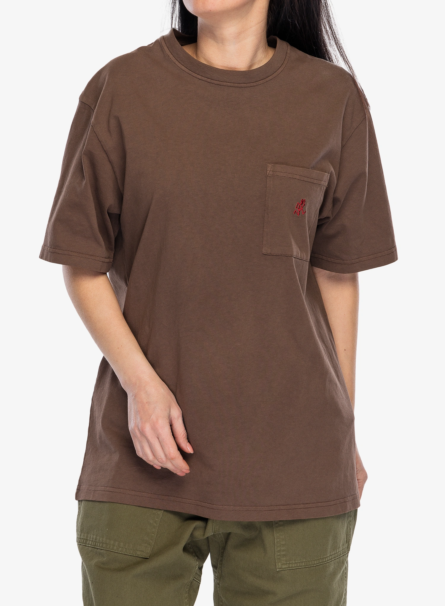 Medvilniniai marškinėliai Gramicci One Point Tee Pigment Dyed - brown pigment
