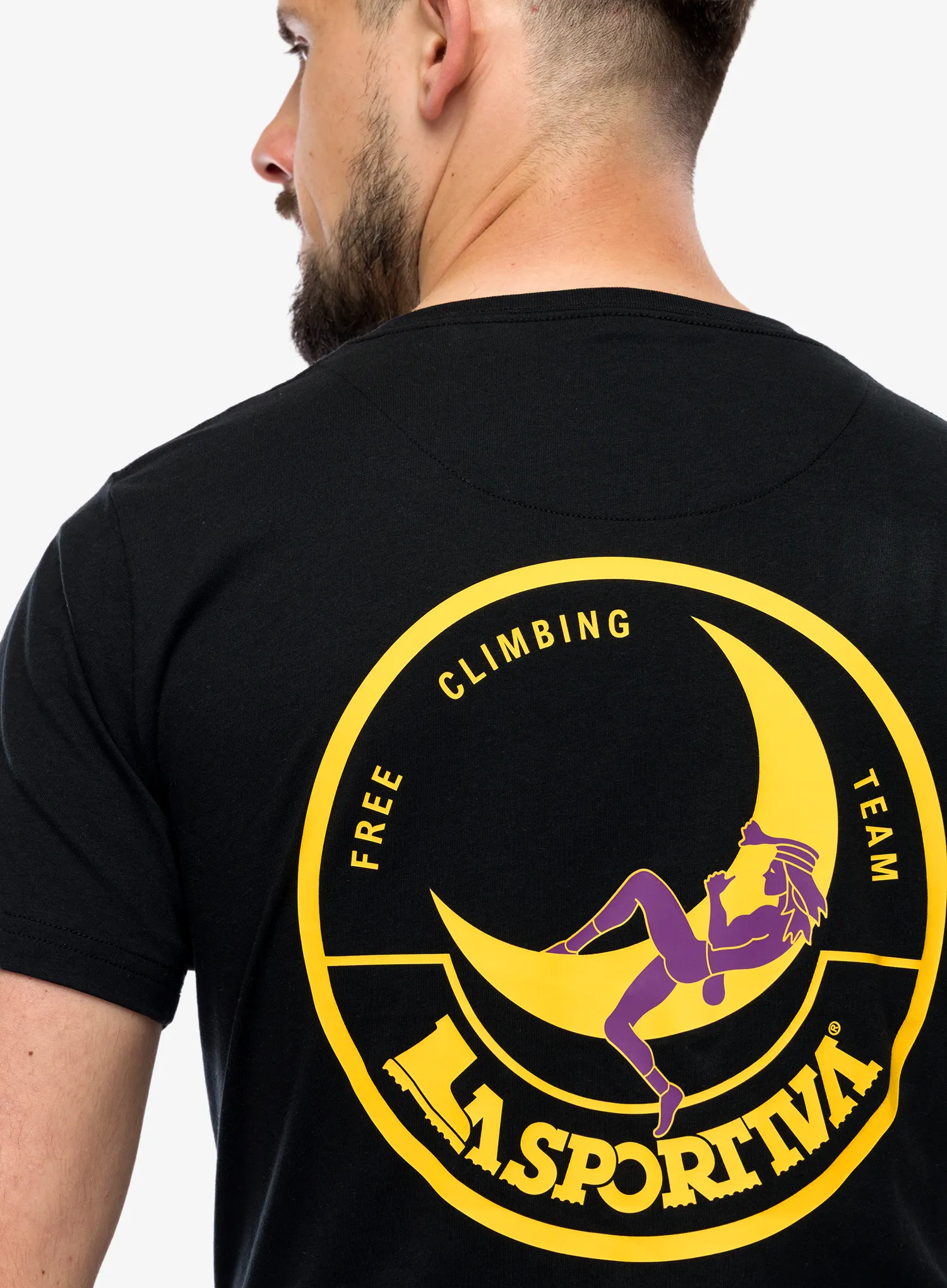 Medvilniniai marškinėliai La Sportiva Climbing on the Moon T-Shirt - black/yellow