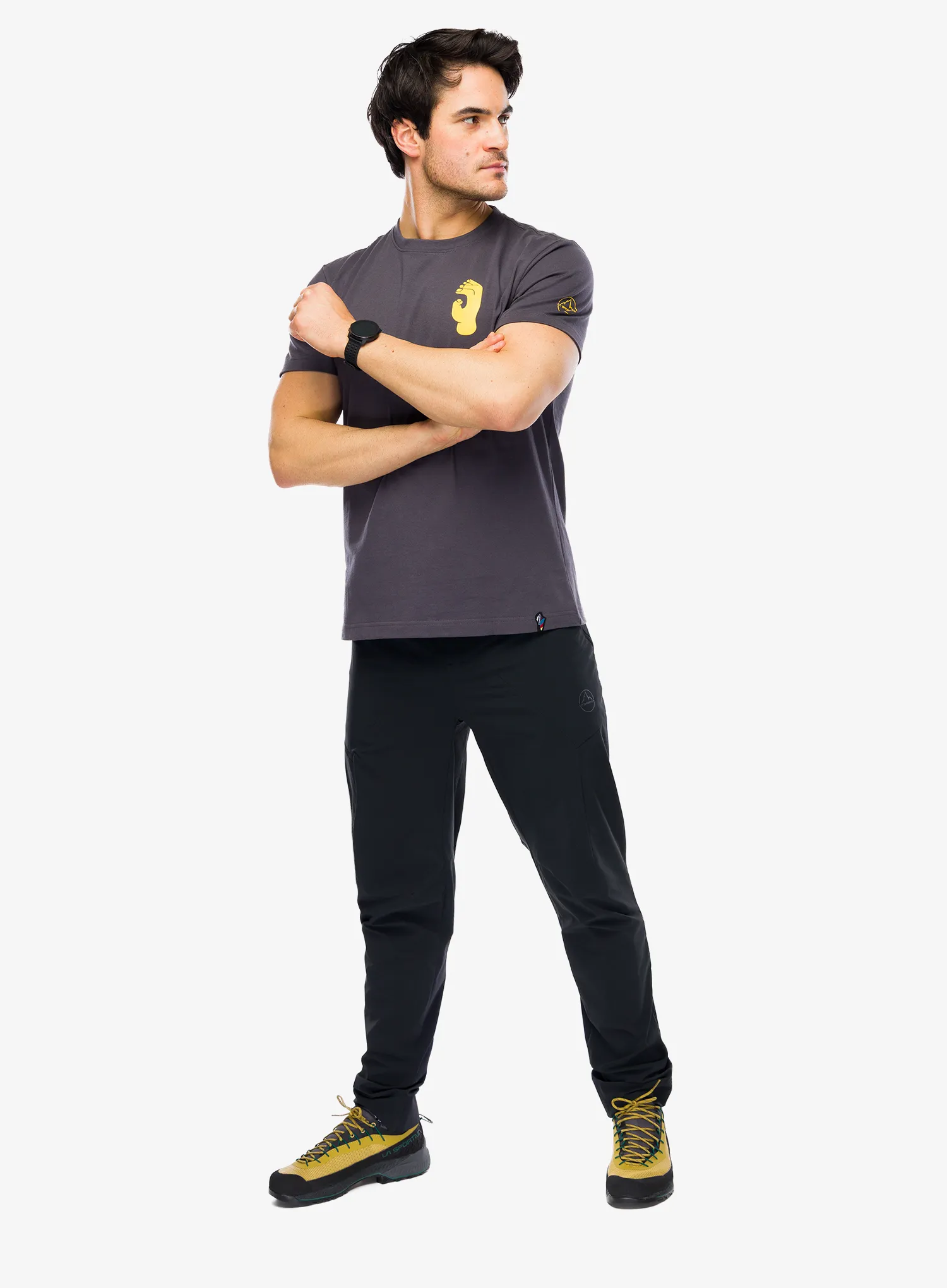 Medvilniniai marškinėliai La Sportiva Crimp - onyx/yellow