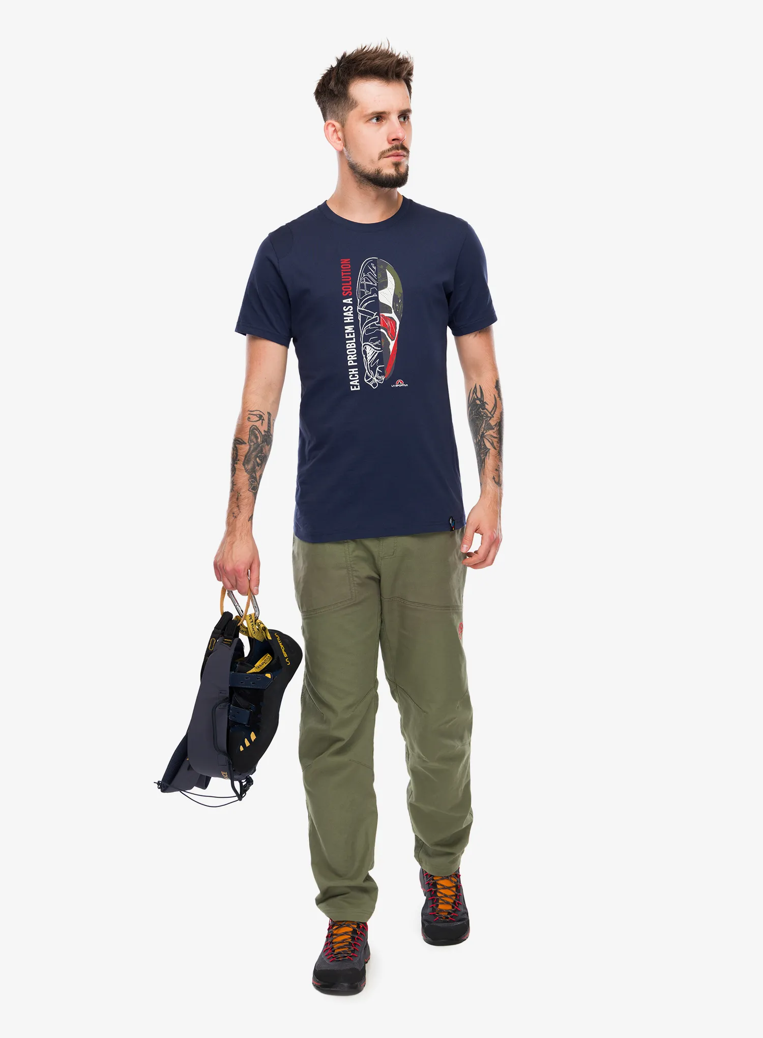 Medvilniniai marškinėliai La Sportiva Solution T-Shirt - night sky/mountain red