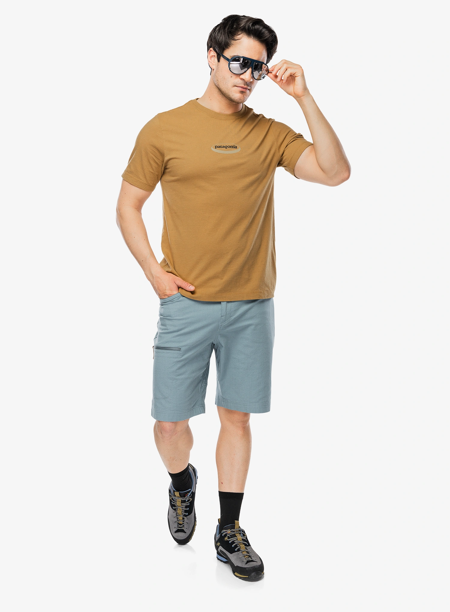Medvilniniai marškinėliai Patagonia 95 Oval Logo T-Shirt - bobcat brown: sunshine