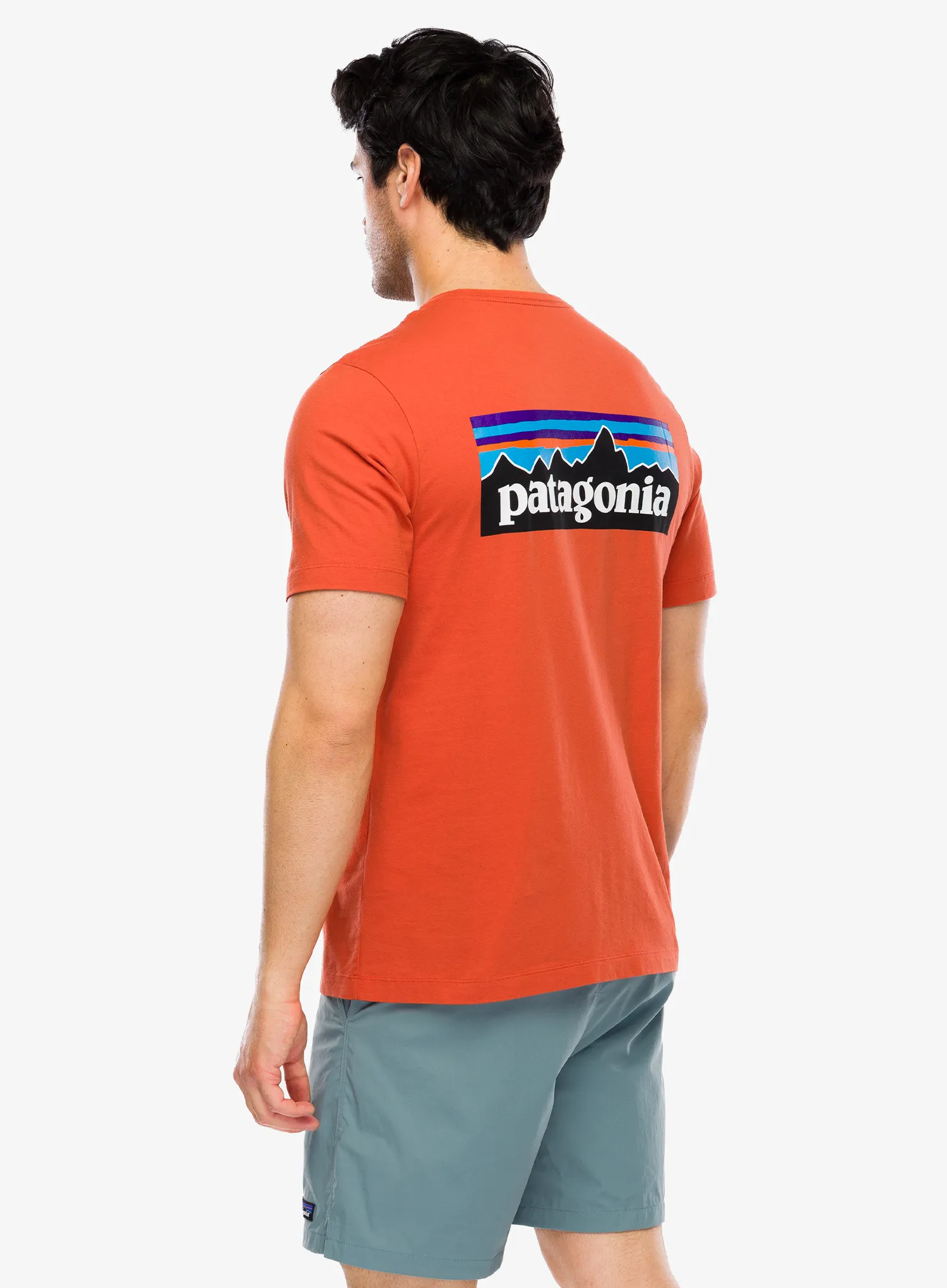 Medvilniniai marškinėliai Patagonia P-6 Logo T-Shirt - coal orange