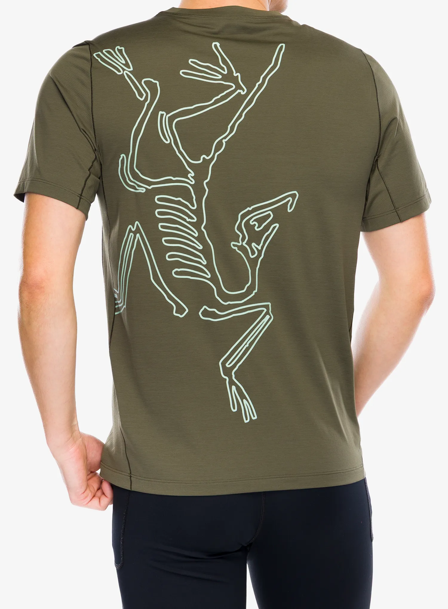 Bėgimo marškinėliai Arcteryx Cormac ArcBird Logo SS - tatsu heather/stone green