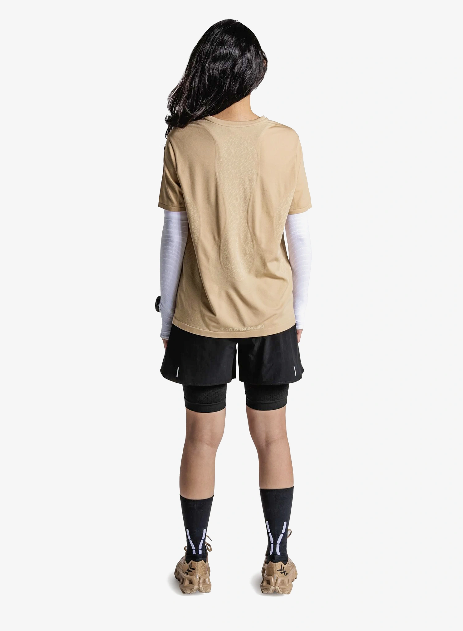 Bėgimo marškinėliai moteriški X-Bionic Xceed Run Discover Shirt - sand/sand