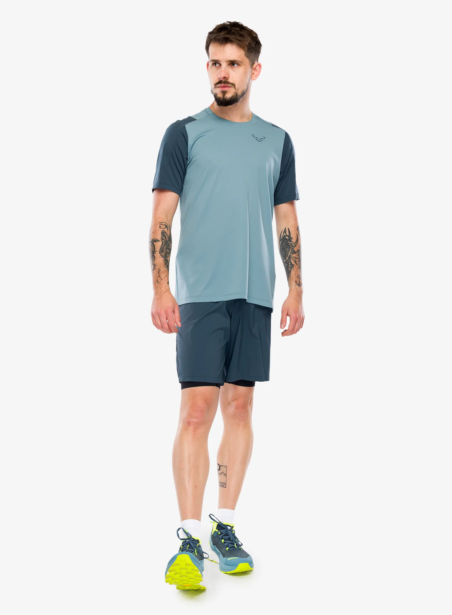 Bėgimo marškinėliai Dynafit Transalper S/S Tee - smoke blue