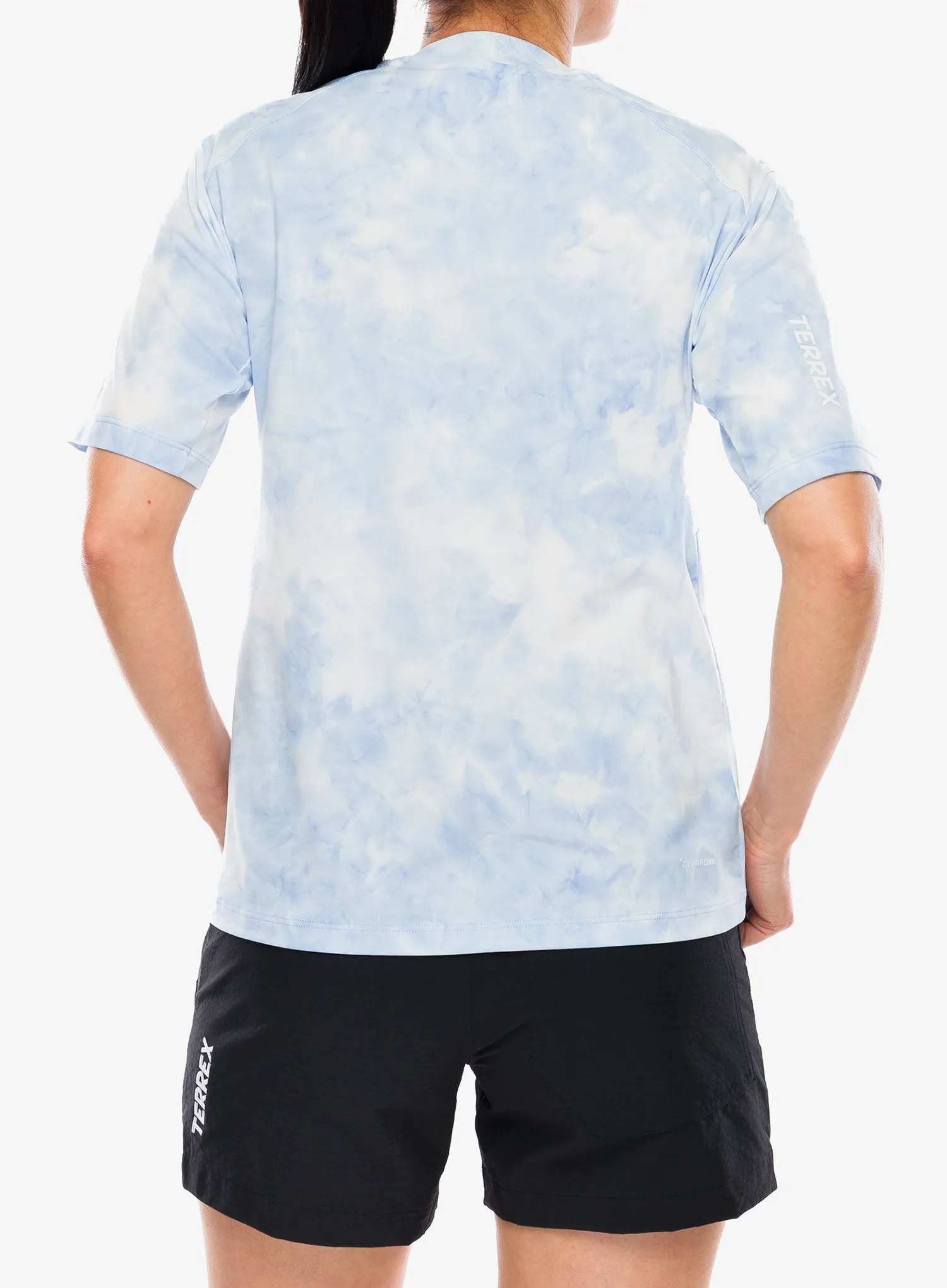 Moteriški marškinėliai adidas TERREX Multi Spray Dye T-Shirt - white/glow blue