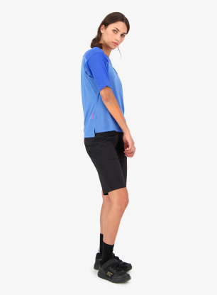Moteriški marškinėliai Mons Royale Diversion Merino Bike Jersey Short Sleeve - ocean/ultramarine