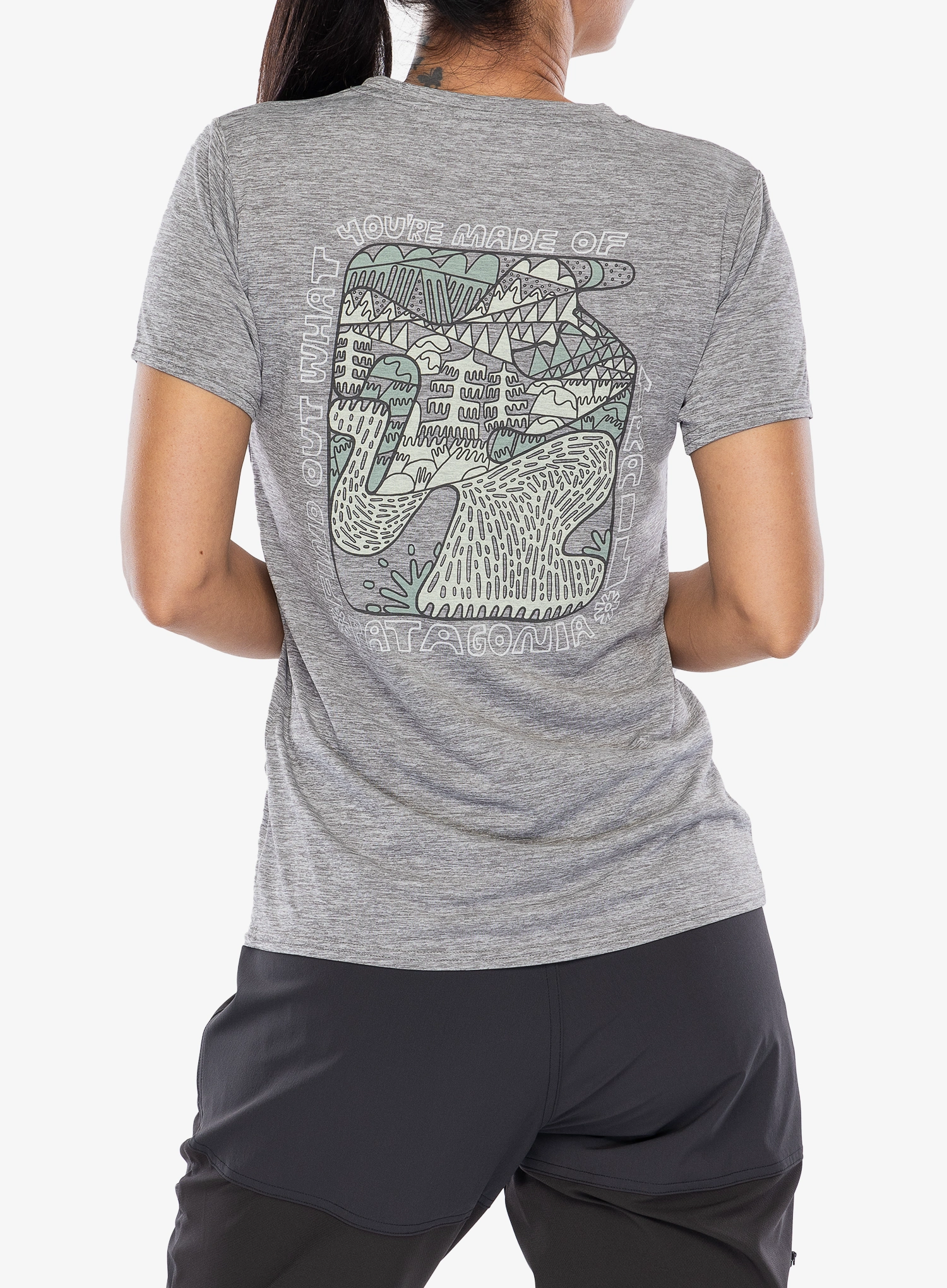 Moteriški marškinėliai Patagonia Cap Cool Daily Graphic Shirt Lands - made of/feather grey