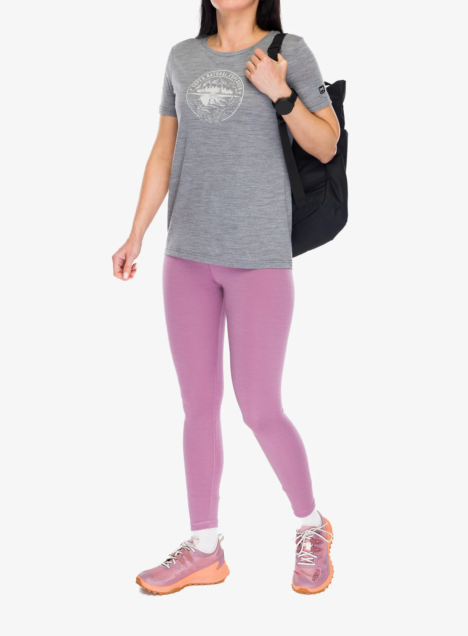 Moteriški marškinėliai Super.natural Exploring TEE - cashmere grey mel/wht stone