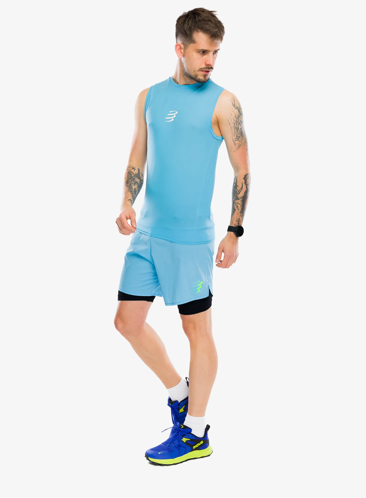 Bėgimo marškinėliai Compressport Trail Racing Tank - norse blue