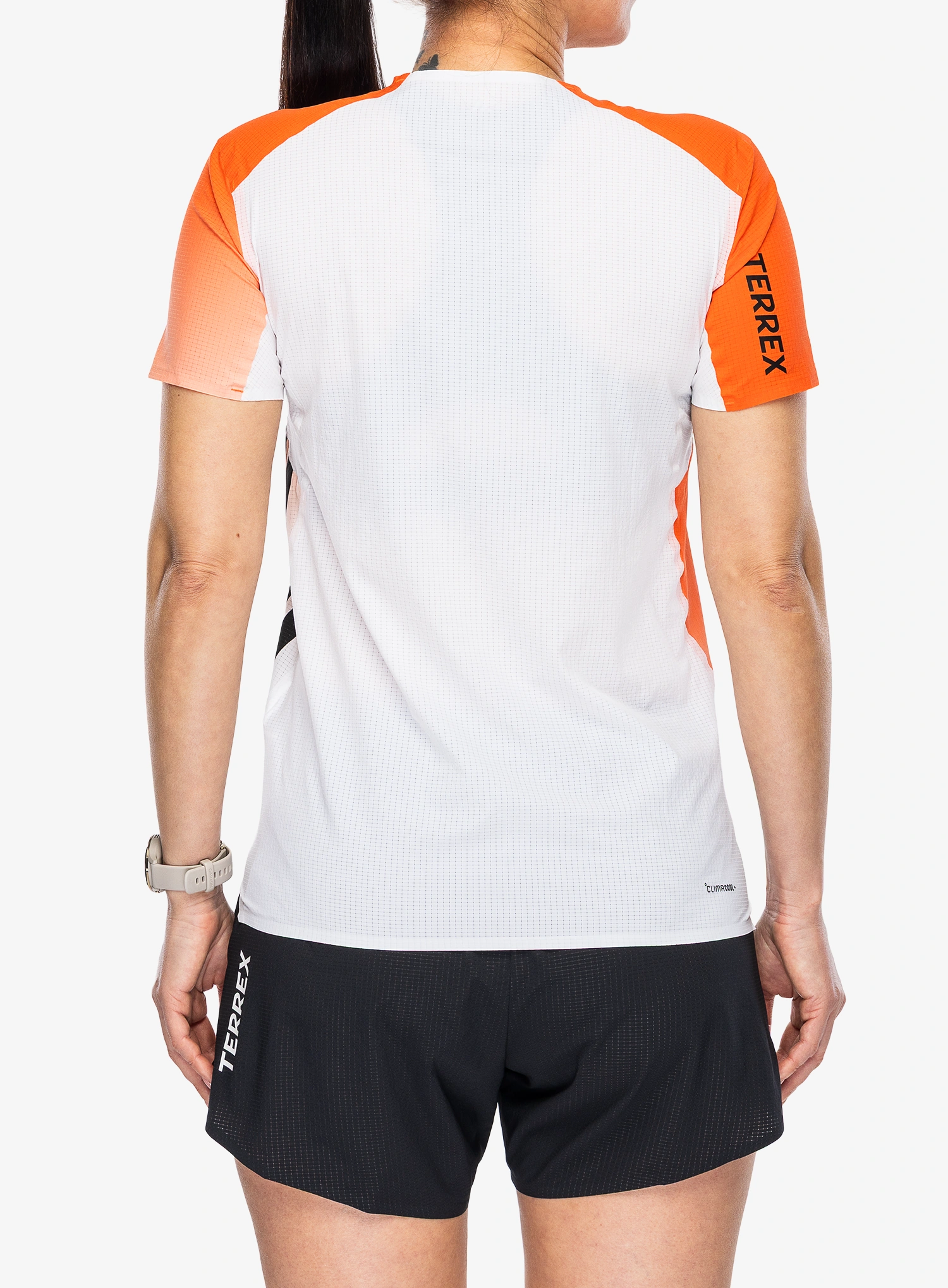 Bėgimo marškinėliai moterims adidas TERREX Xpr Pro Tee - white/semi impact orange