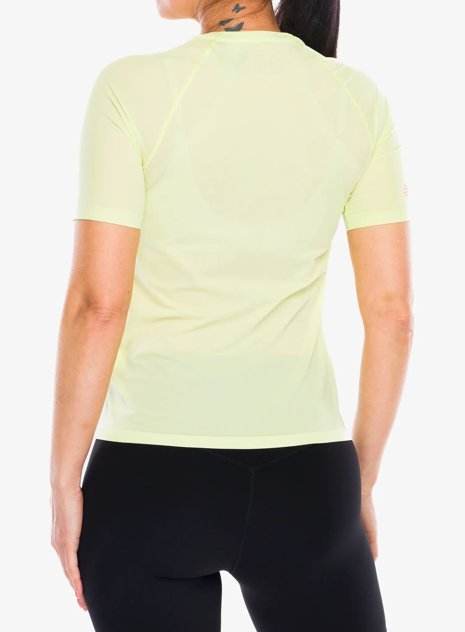 Bėgimo marškinėliai moterims Compressport Trail Racing S/S Tshirt - shadow lime