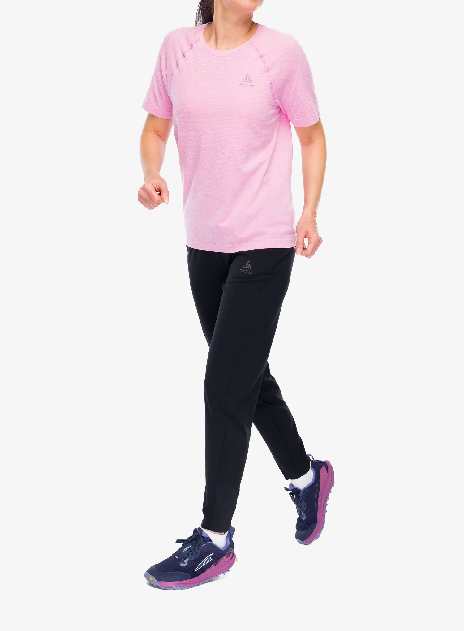 Bėgimo marškinėliai moterims Odlo Essential Seamless Crew Neck S/S - hyper pink