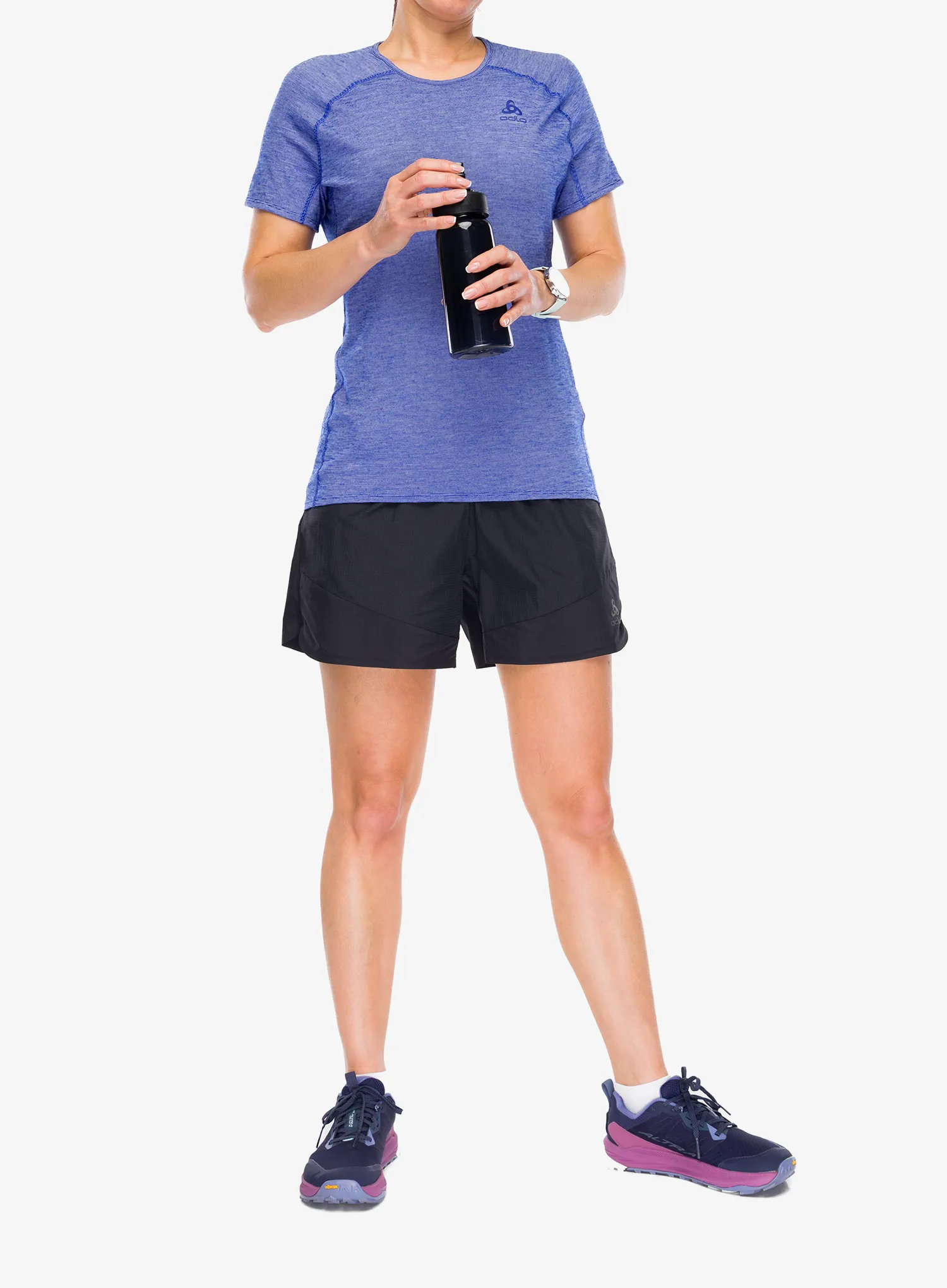 Bėgimo marškinėliai moterims Odlo X-Alp PW 115 T-Shirt Crew Neck S/S - dazzling blue melange