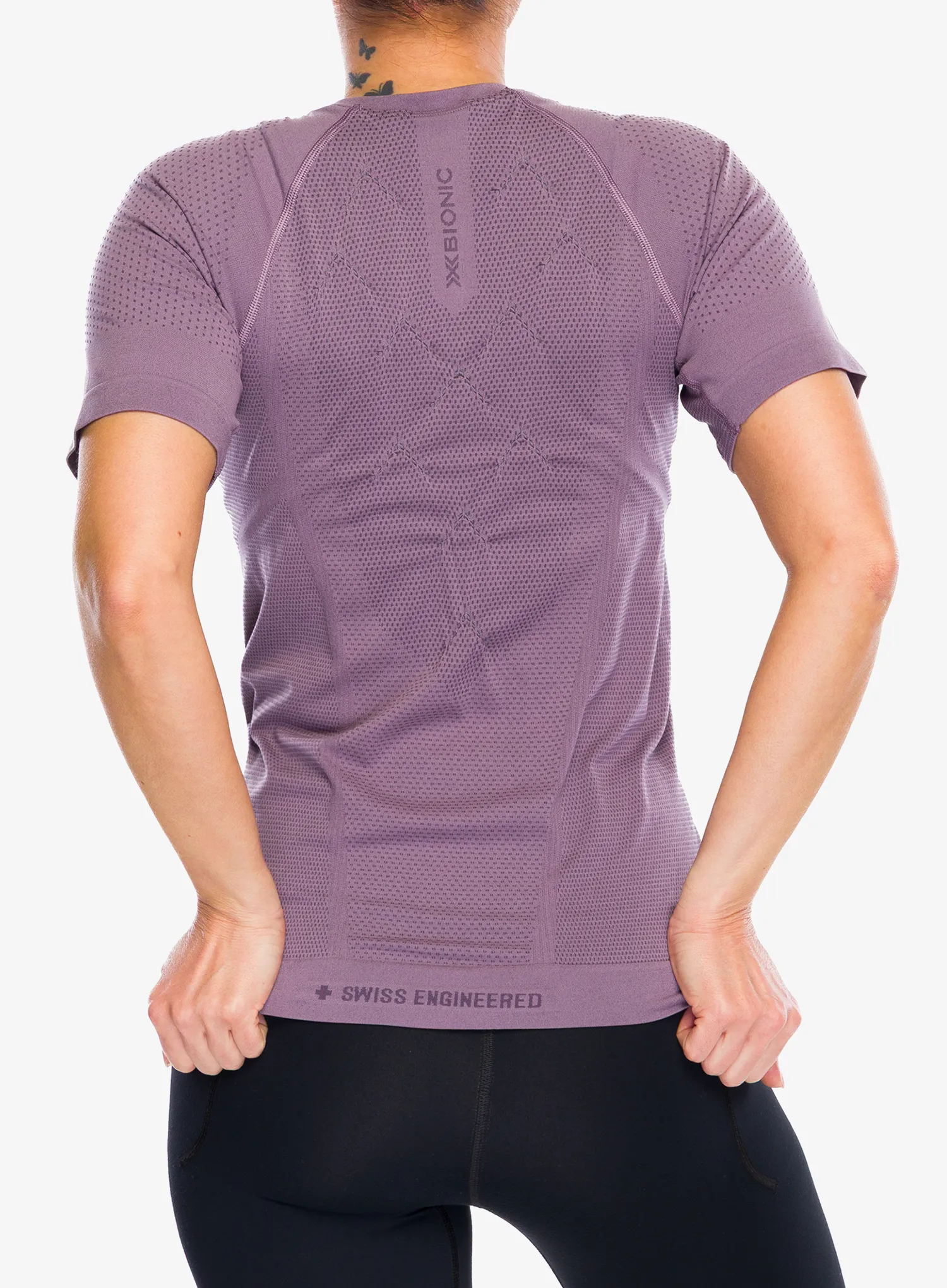 Bėgimo marškinėliai moterims X-Bionic Xceed Run Shirt S/S - dusty lavender/lavender night