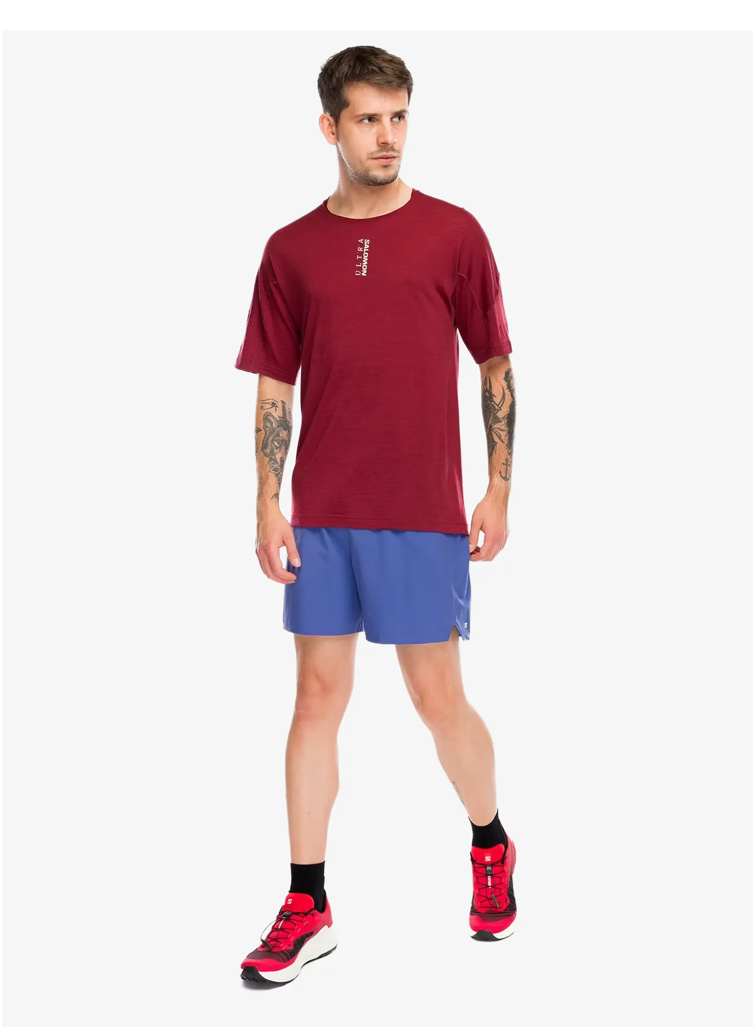 Bėgimo marškinėliai Salomon Ultra S/S Tee - syrah