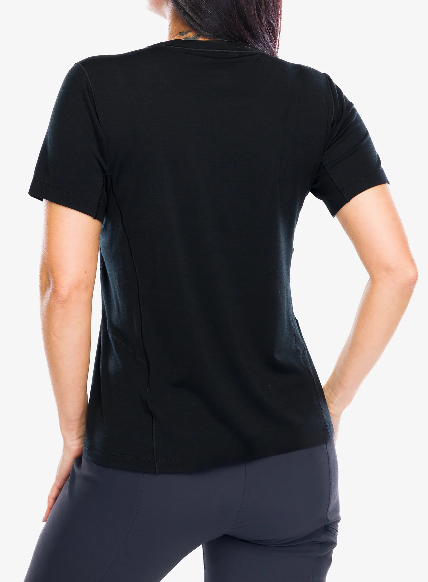Merino vilnos marškinėliai moterims Arcteryx Lana Merino Wool Crew SS  - black
