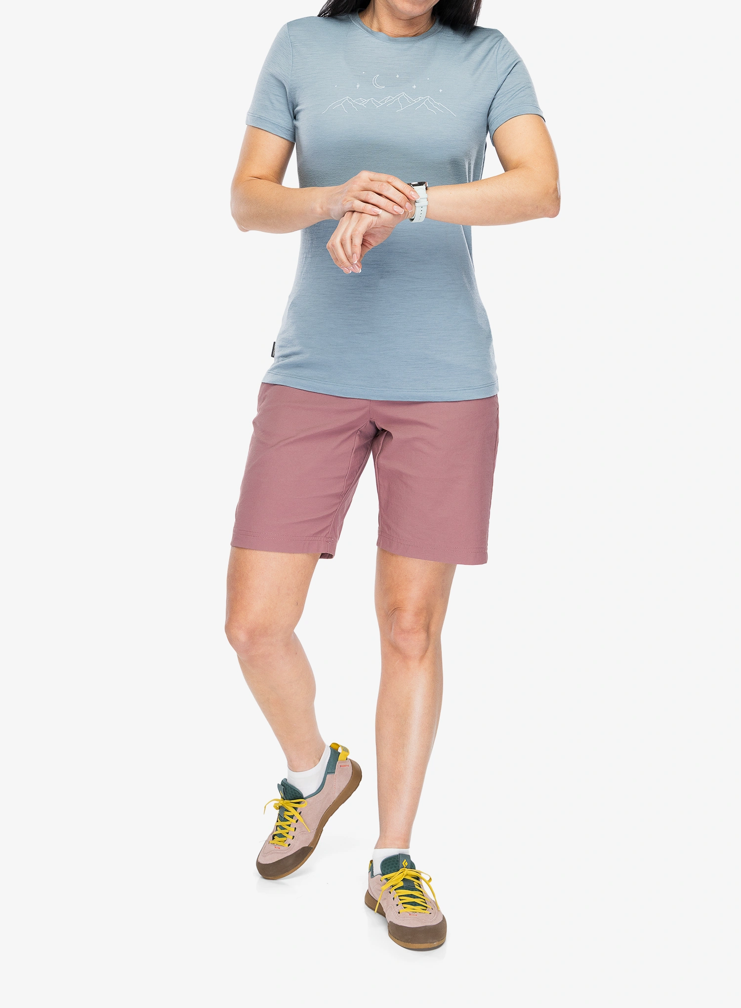 Merino vilnos marškinėliai moterims Icebreaker Merino 150 Tech Lite SS Tee Sparkling Stars - flint blue