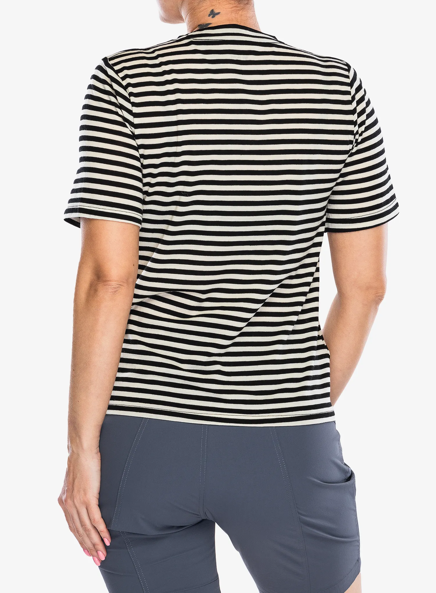 Merino vilnos marškinėliai moterims Mons Royale Icon Relaxed Tee - MR stripe