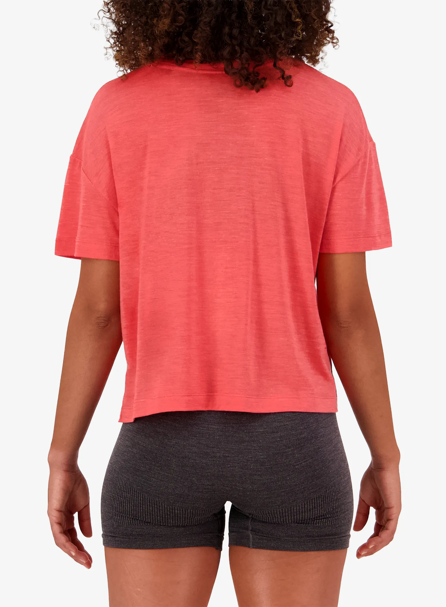 Merino vilnos marškinėliai moterims Mons Royale Zephyr Merino Tencel Boxy T-Shirt - watermelon