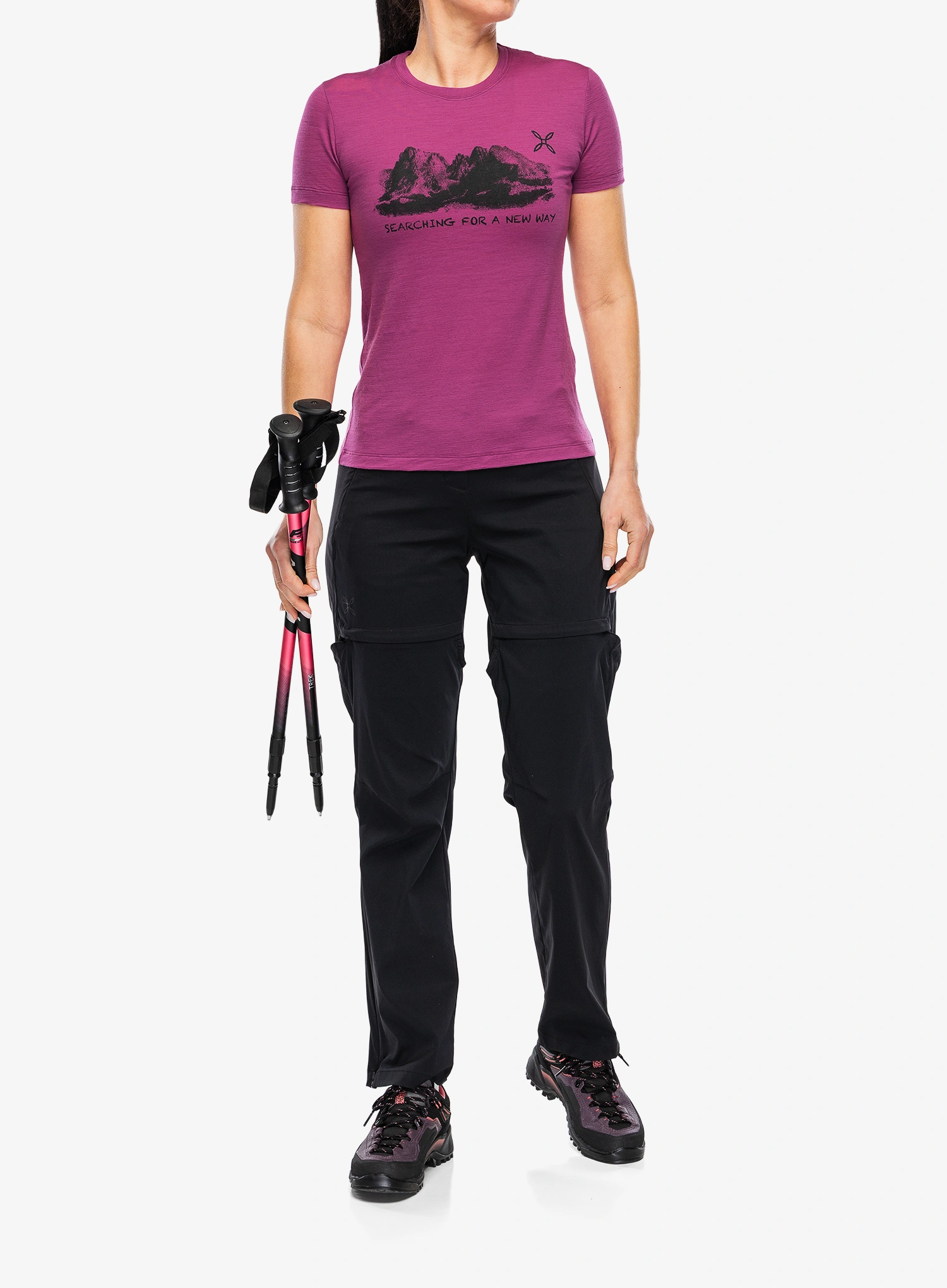 Merino vilnos marškinėliai moterims Montura Peaks Merino T-Shirt - baton rouge