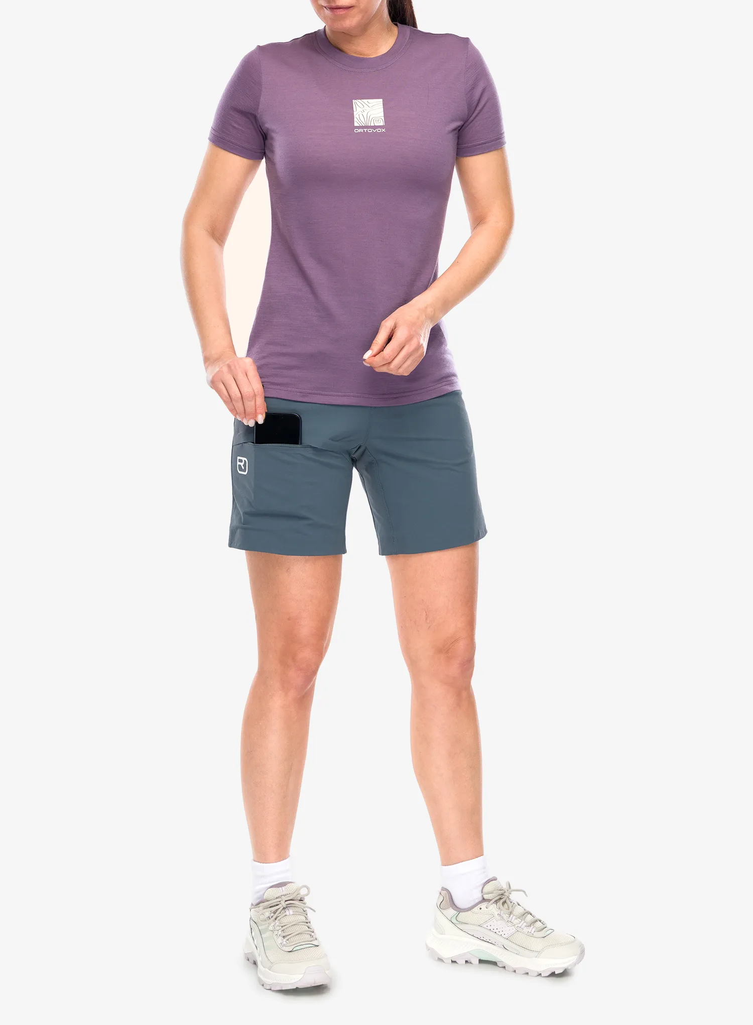 Merino vilnos marškinėliai moterims Ortovox 120 Cool Tec Abstract TS - wild berry