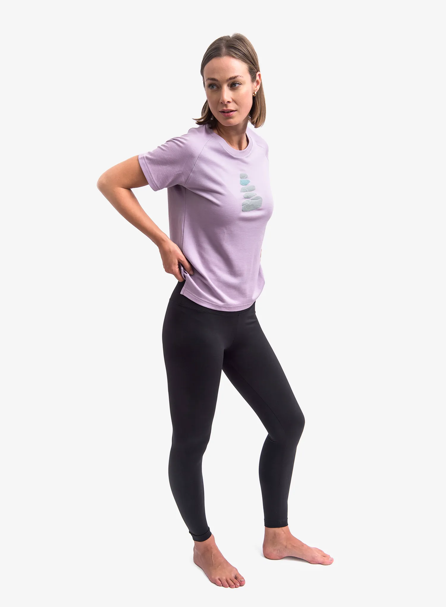 Merino vilnos marškinėliai moterims Sensor Merino Blend Stone Tee SS - mystic violet
