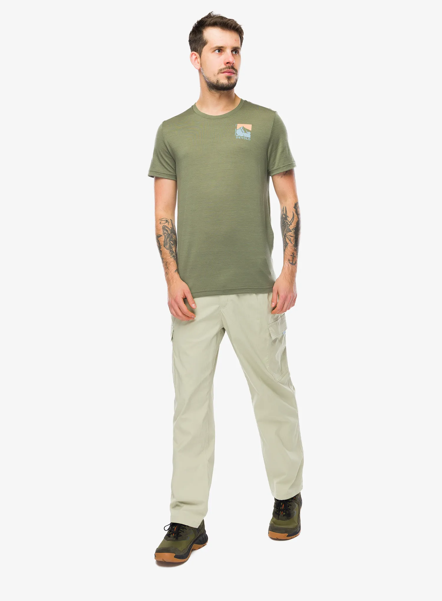 Merino vilnos marškinėliai Devold Classic Summit Tee - lichen