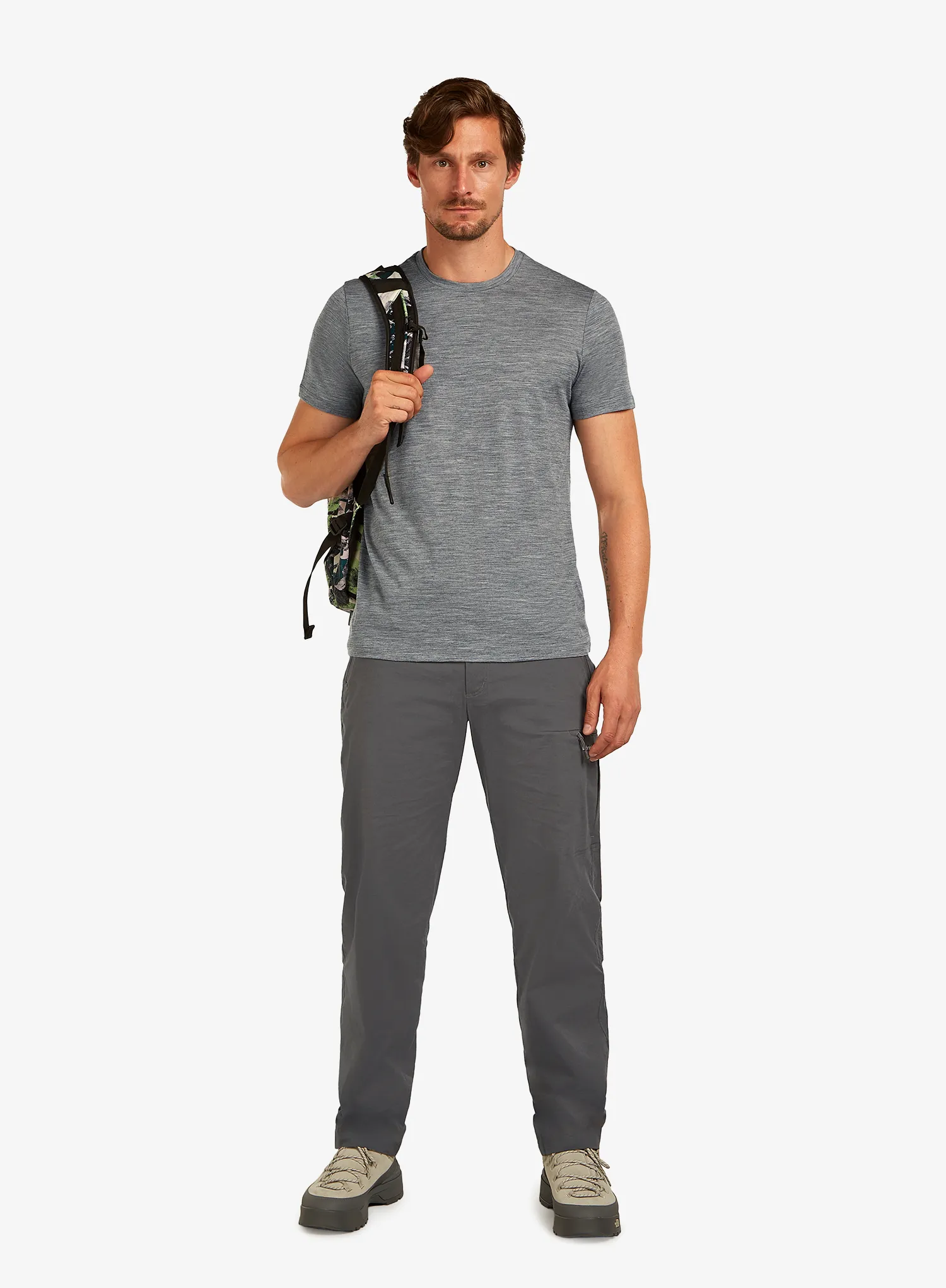 Merino vilnos marškinėliai Icebreaker Merino 150 Tech Lite III SS Tee - gritstone hthr