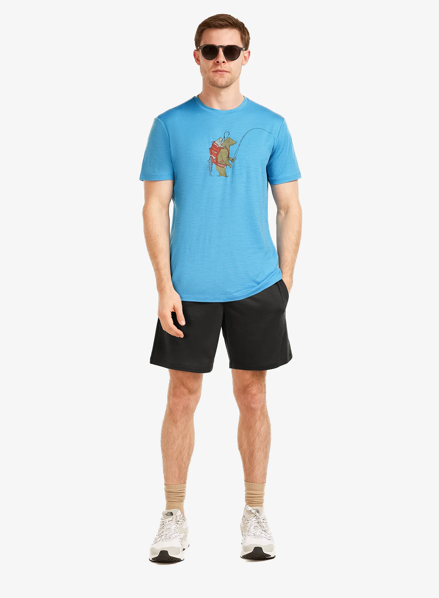 Merino vilnos marškinėliai Icebreaker Merino 150 Tech Lite SS Tee Bear Catch - arctic