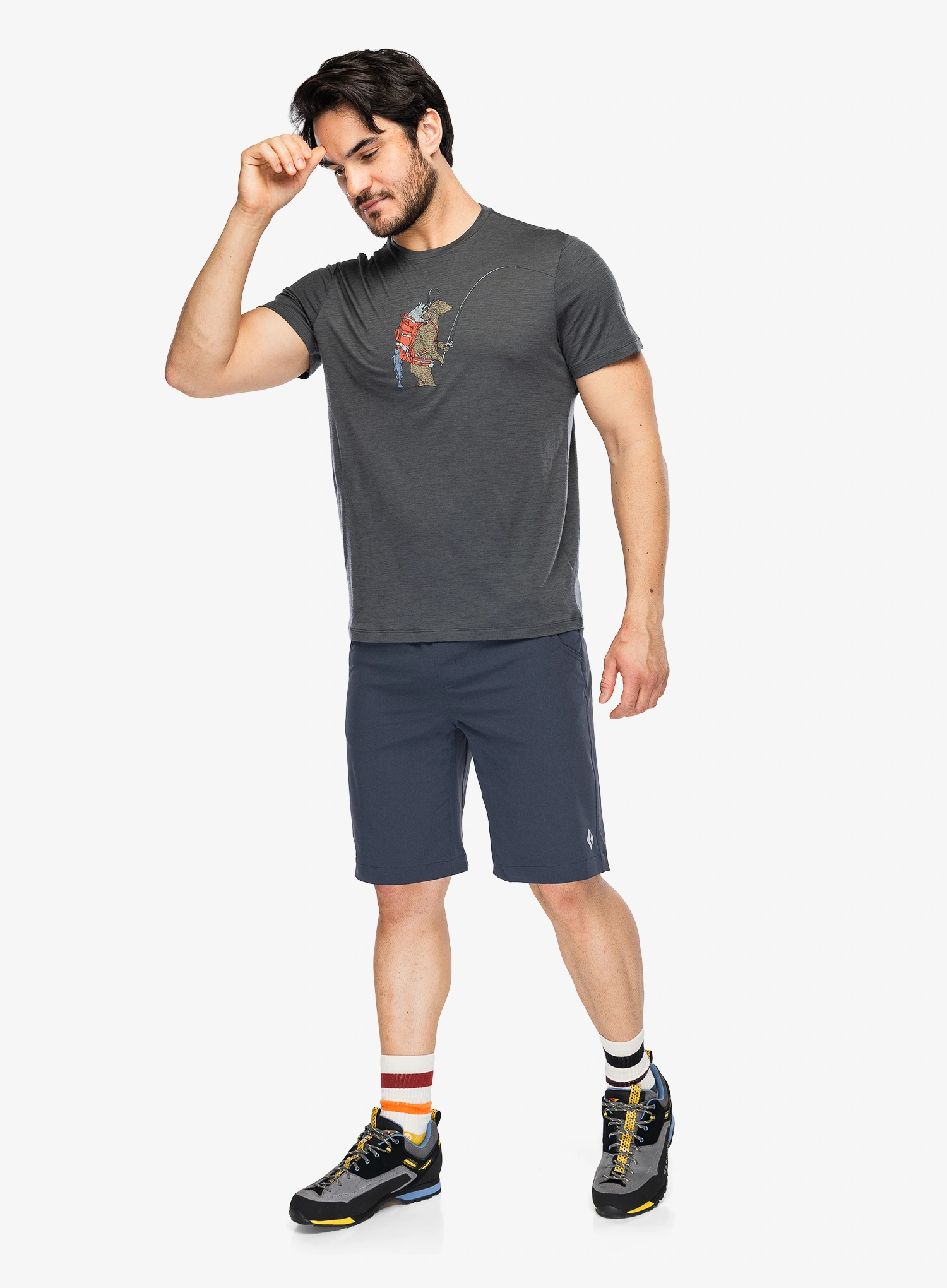 Merino vilnos marškinėliai Icebreaker Merino 150 Tech Lite SS Tee Bear Catch - obsidian