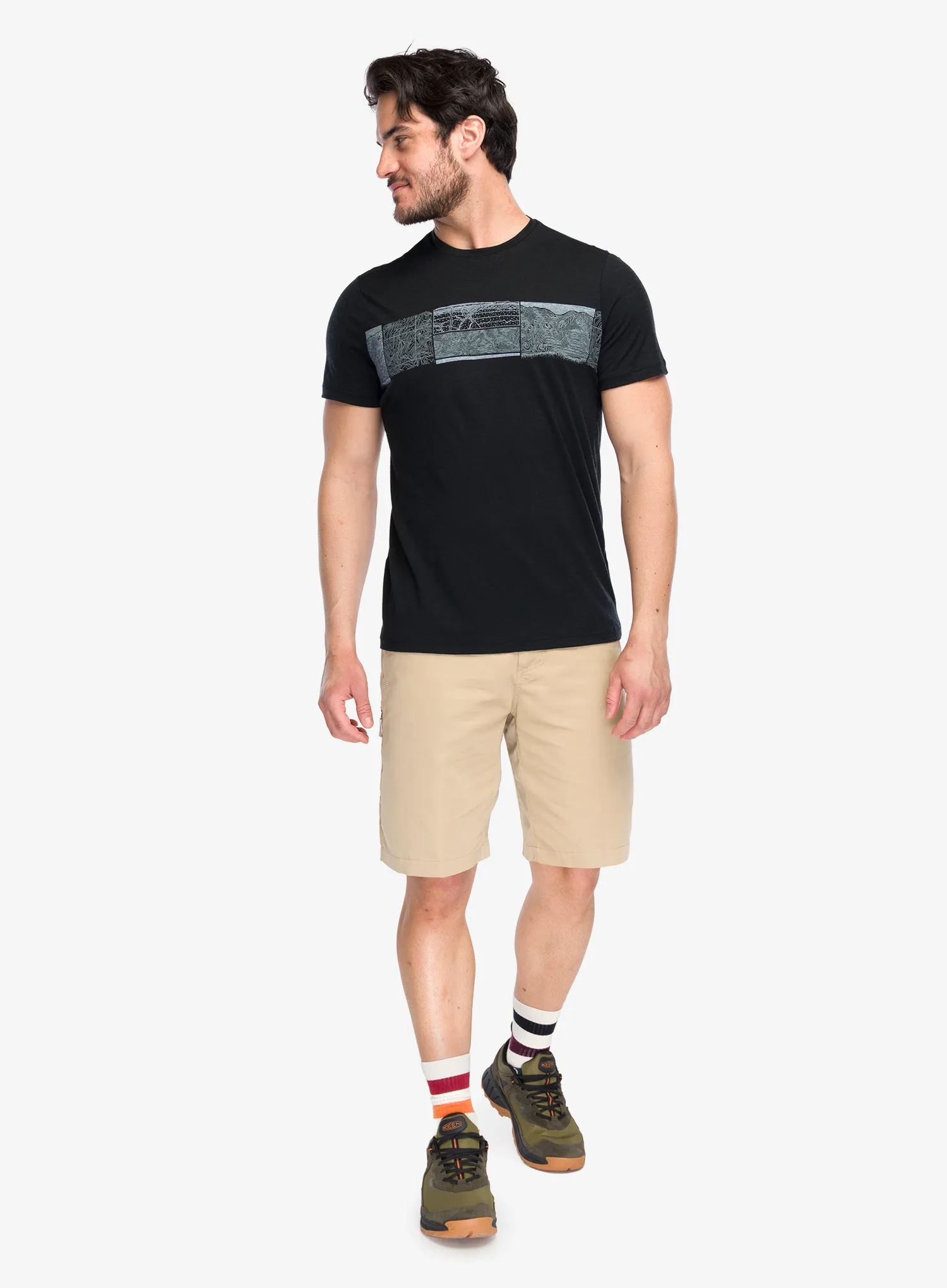 Merino vilnos marškinėliai Icebreaker Merino 150 Tech Lite SS Tee Elevation Line - black