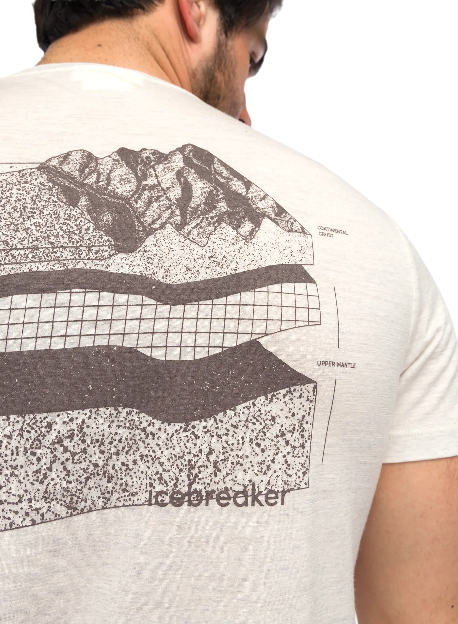 Merino vilnos marškinėliai Icebreaker Merino 150 Tech Lite SS Tee Evolving Layers - ecru hthr