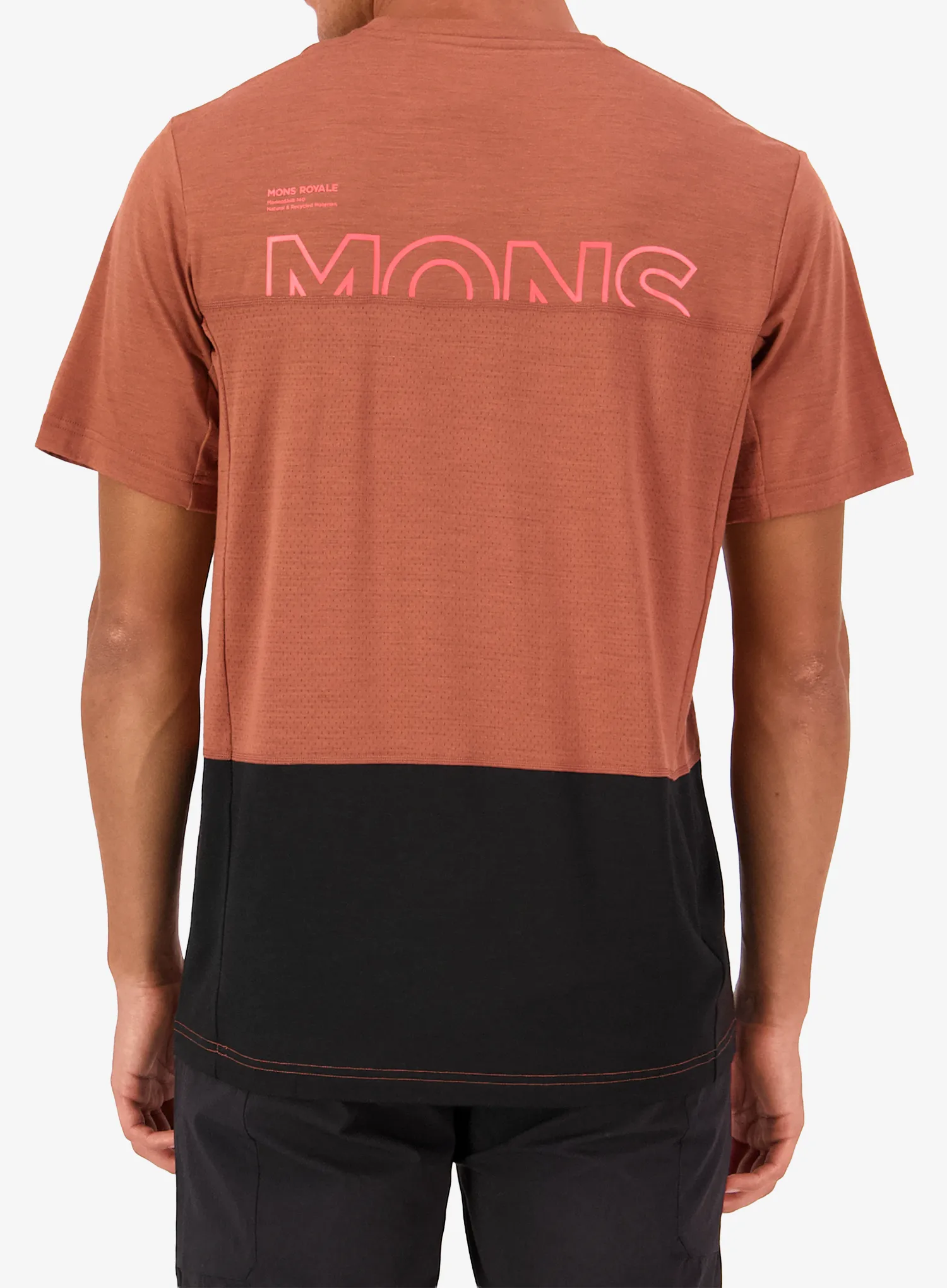 Merino vilnos marškinėliai Mons Royale Tarn Merino T-Shirt - cinnamon/black