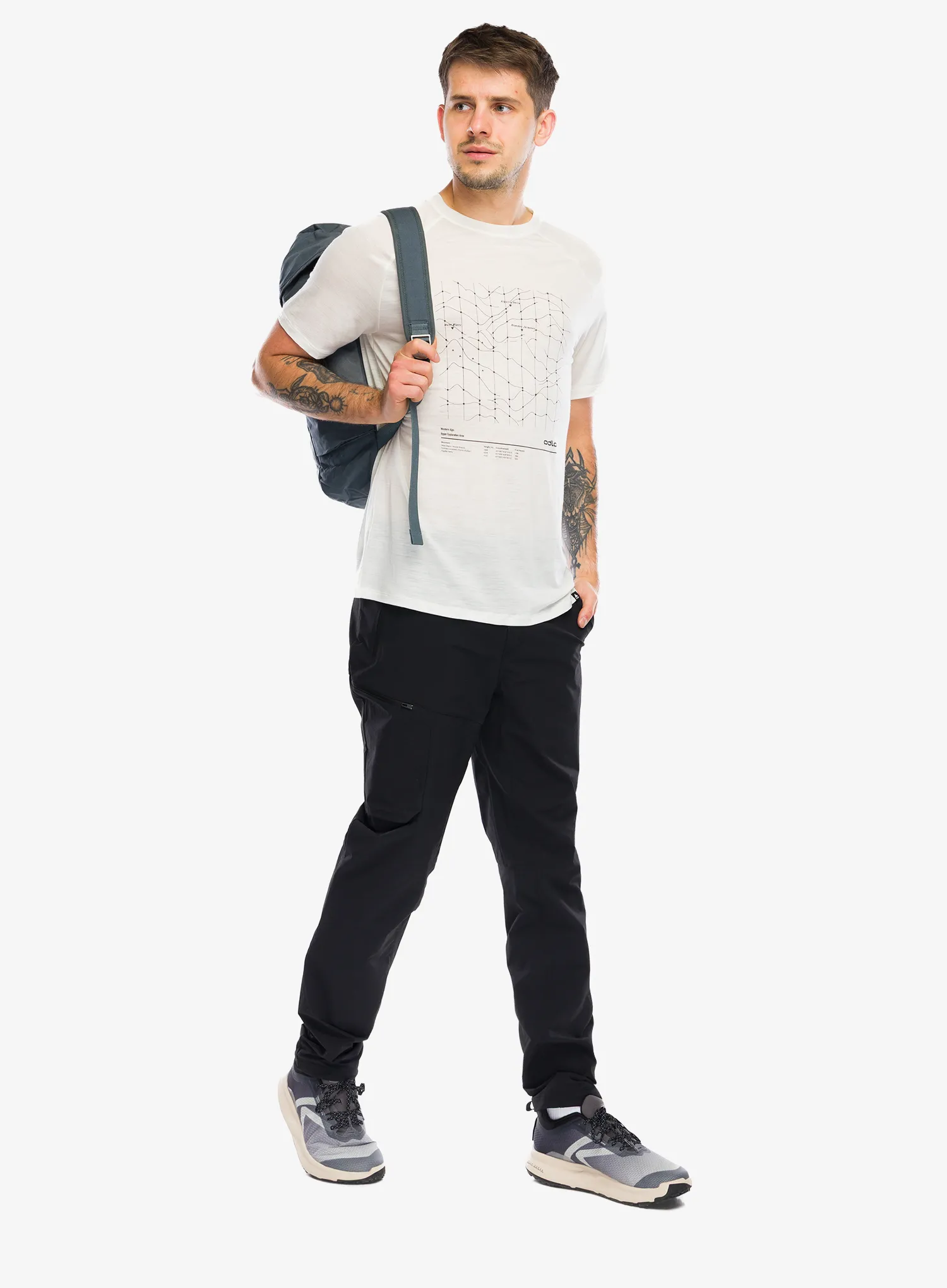 Merino vilnos marškinėliai Odlo Merino Tencel Hyper Map Crew Neck S/S - gardenia