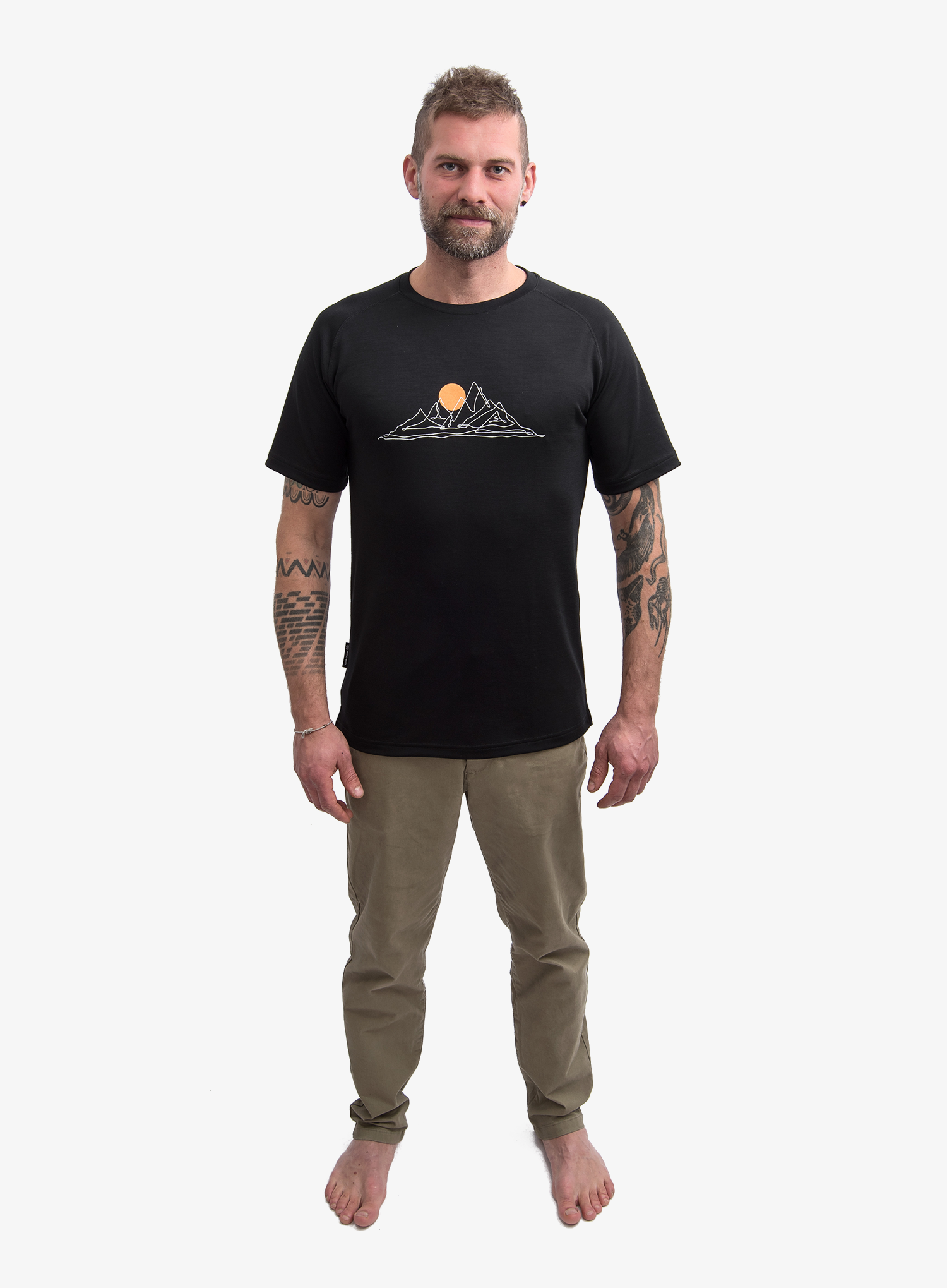 Merino vilnos marškinėliai Sensor Merino Blend Moon SS Tee - black