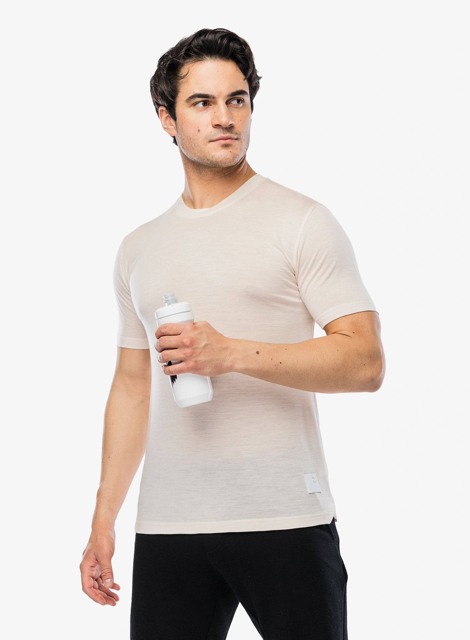 Merino vilnos marškinėliai Sensor Merino Lite Tee SS - mottled beige