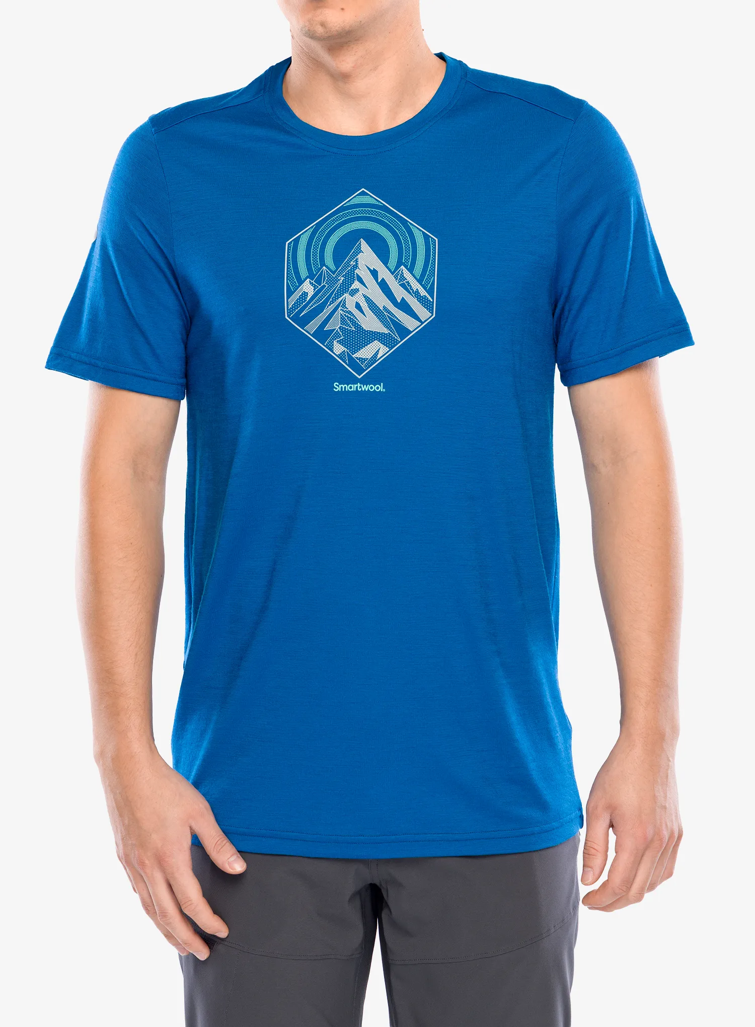 Merino vilnos marškinėliai Smartwool Peak Energy Active Short Sleeve Graphic Tee - nival blue