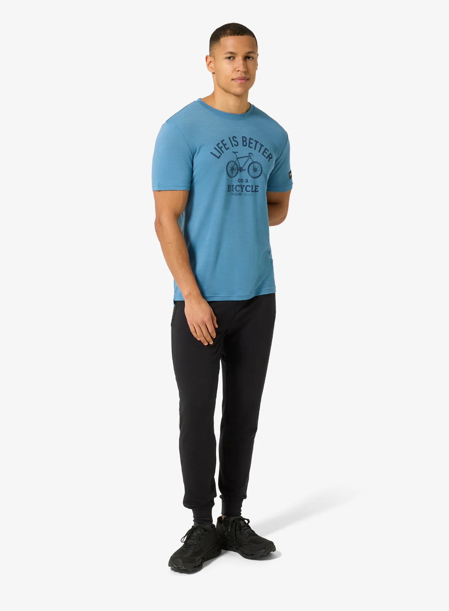 Merino vilnos marškinėliai Super.natural Better Bike Tee - blue heaven/ocean blue