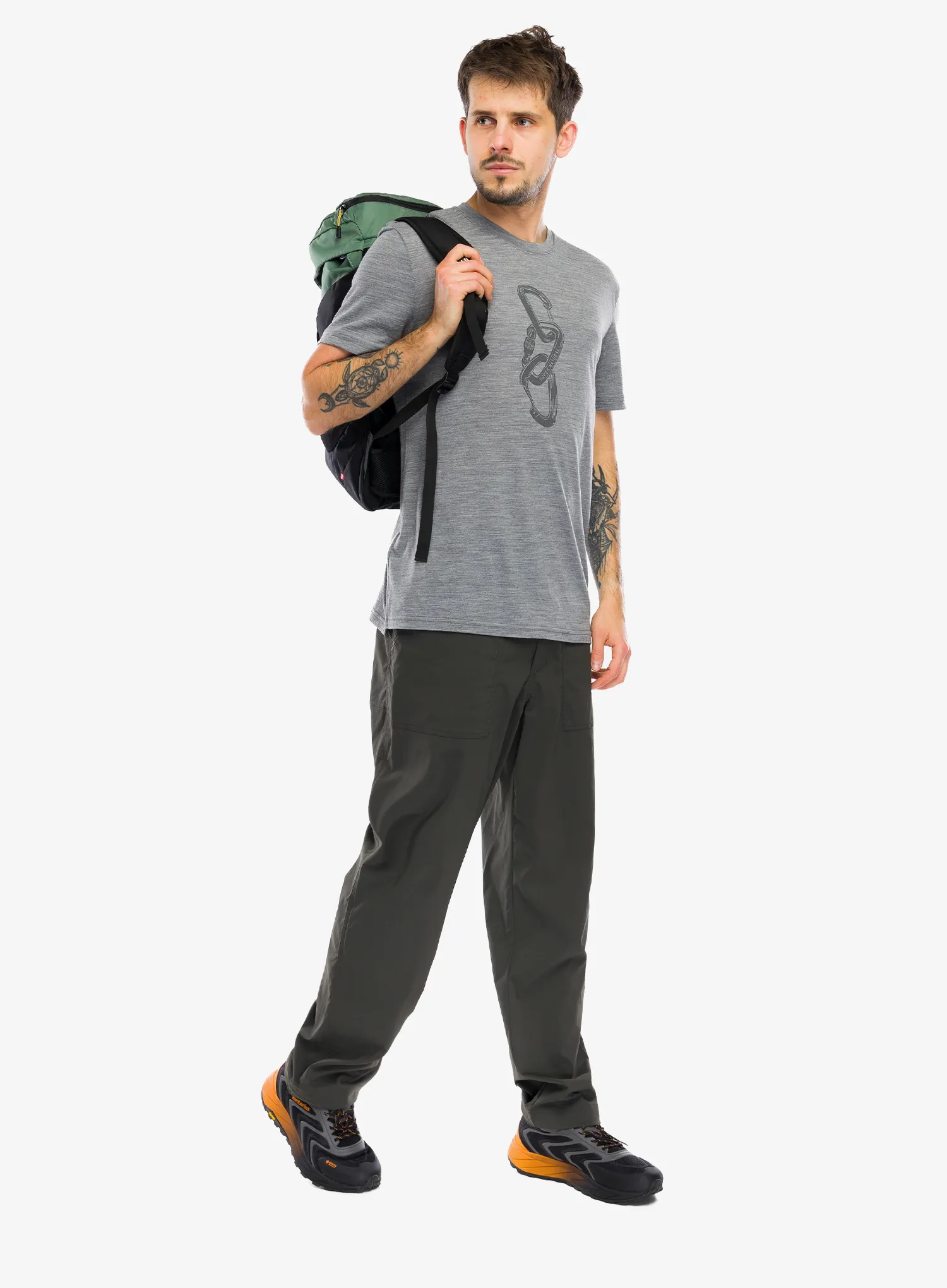 Merino vilnos marškinėliai Super.natural Carabineri Tee - c.mere grey mel/c.mere gry mel