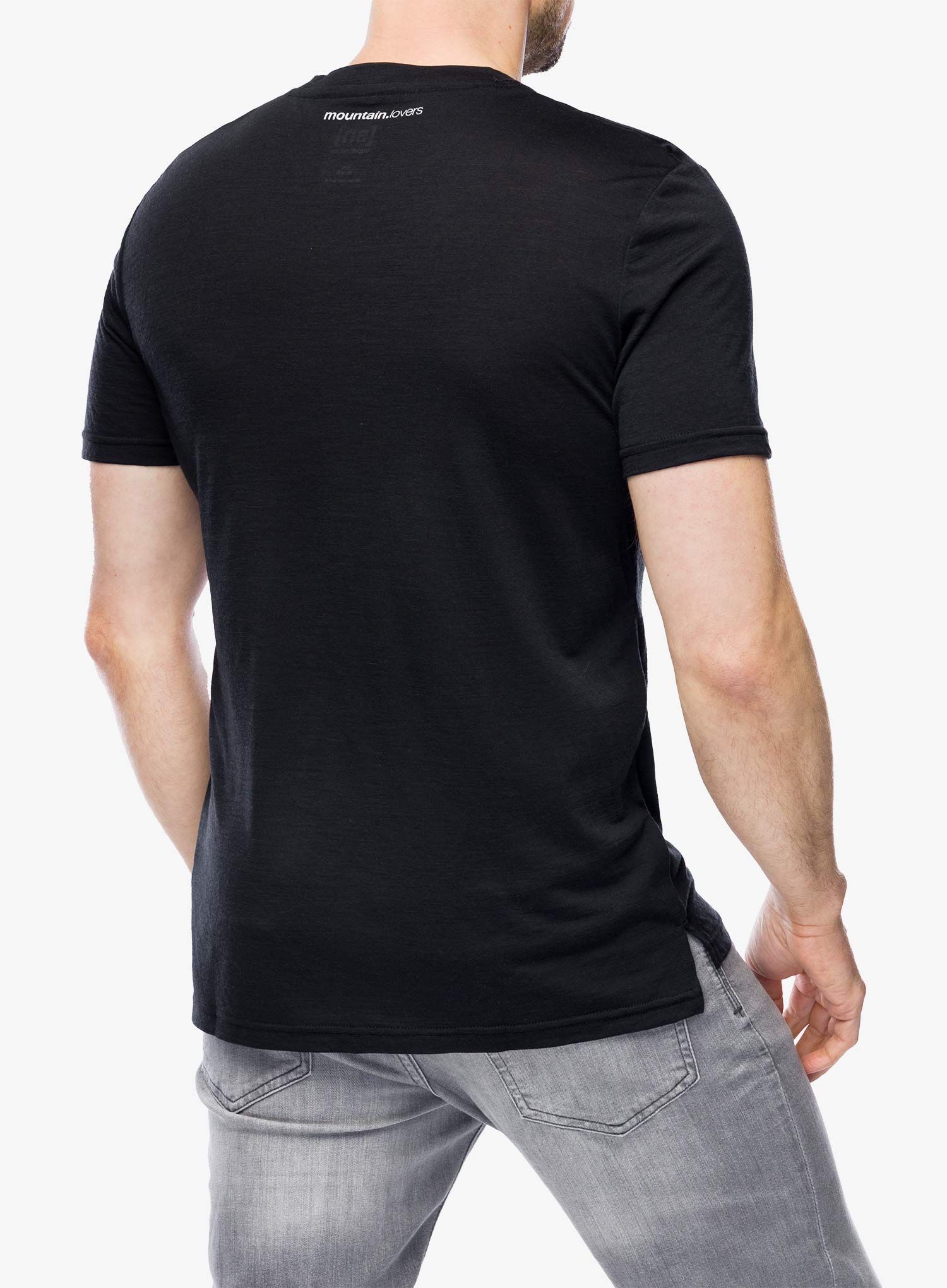 Merino vilnos marškinėliai Super.natural Carabineri Tee - jet black/vapor grey