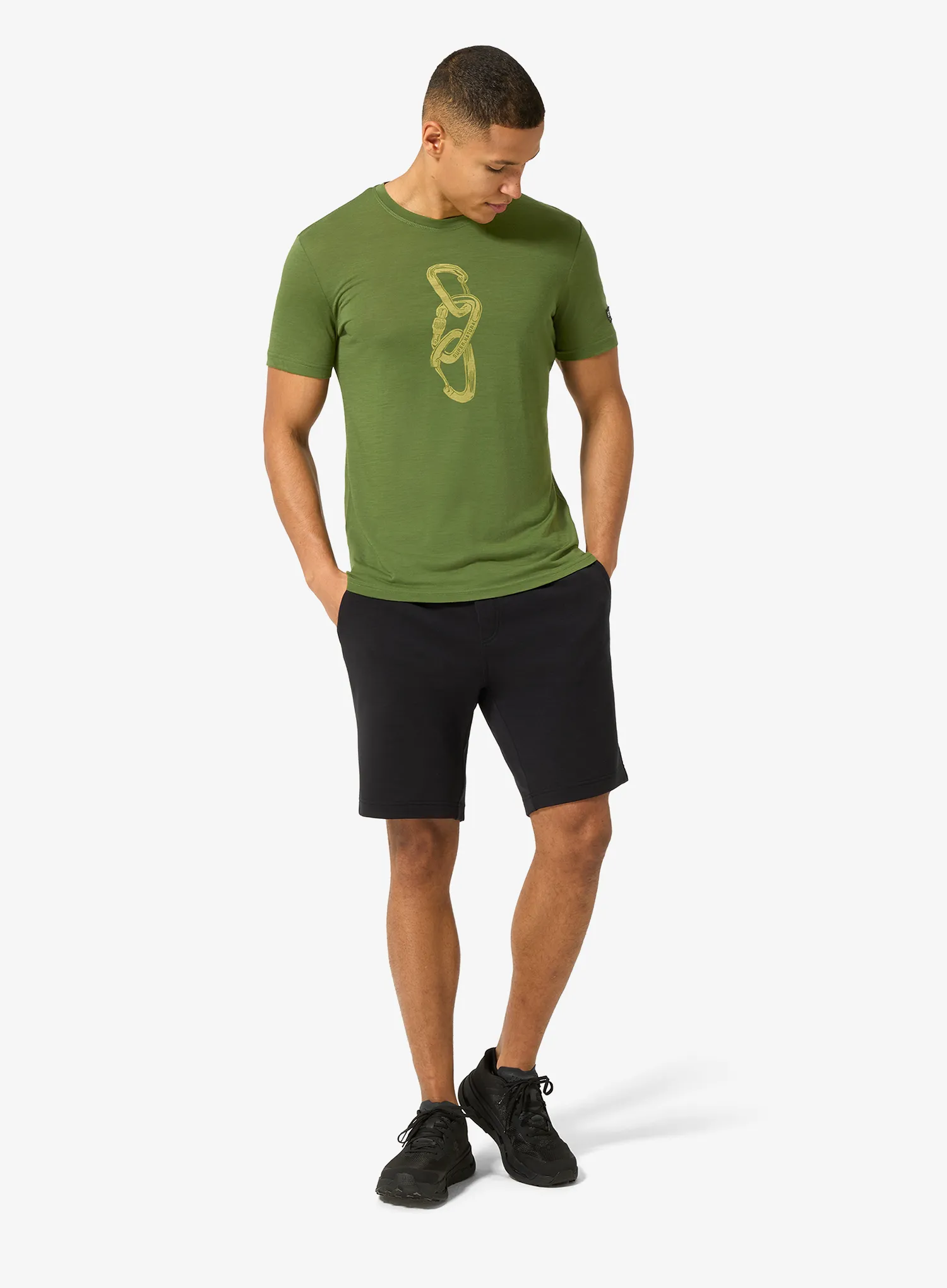Merino vilnos marškinėliai Super.natural Carabineri Tee - shive/dried tobacco